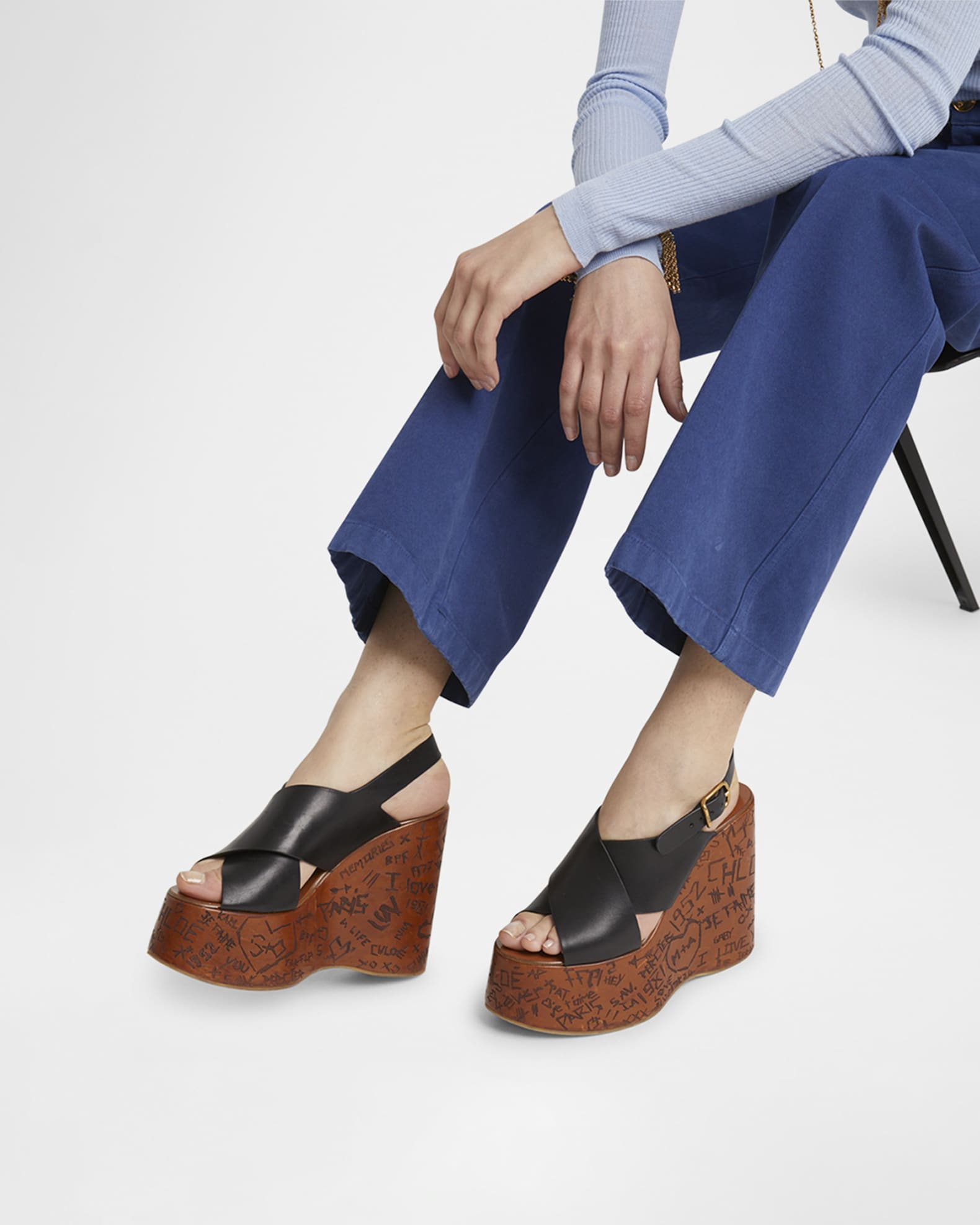 Maxime Leather Crisscross Platform Sandals 1