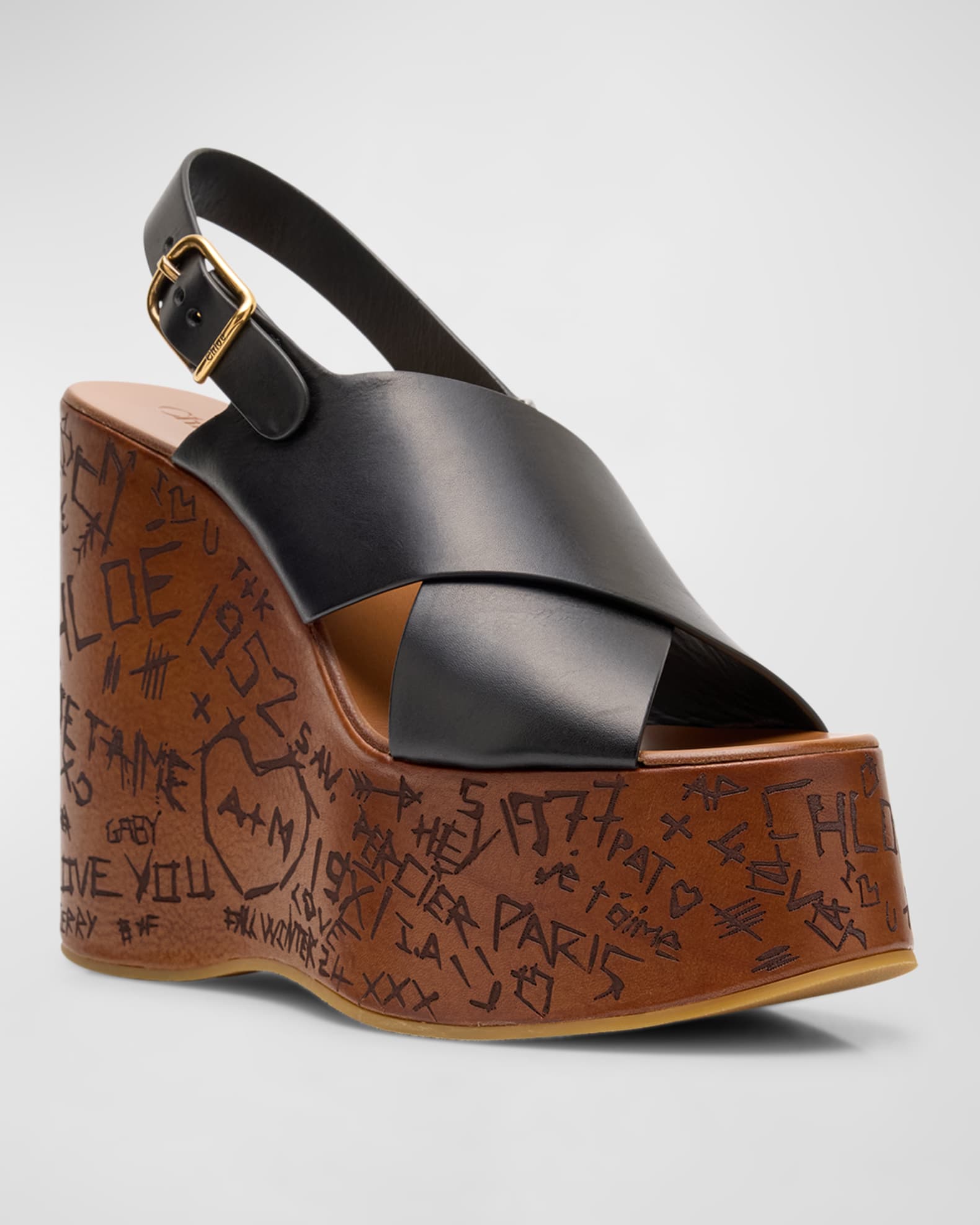 Chloe Maxime Leather Crisscross Platform Sandals | Neiman Marcus