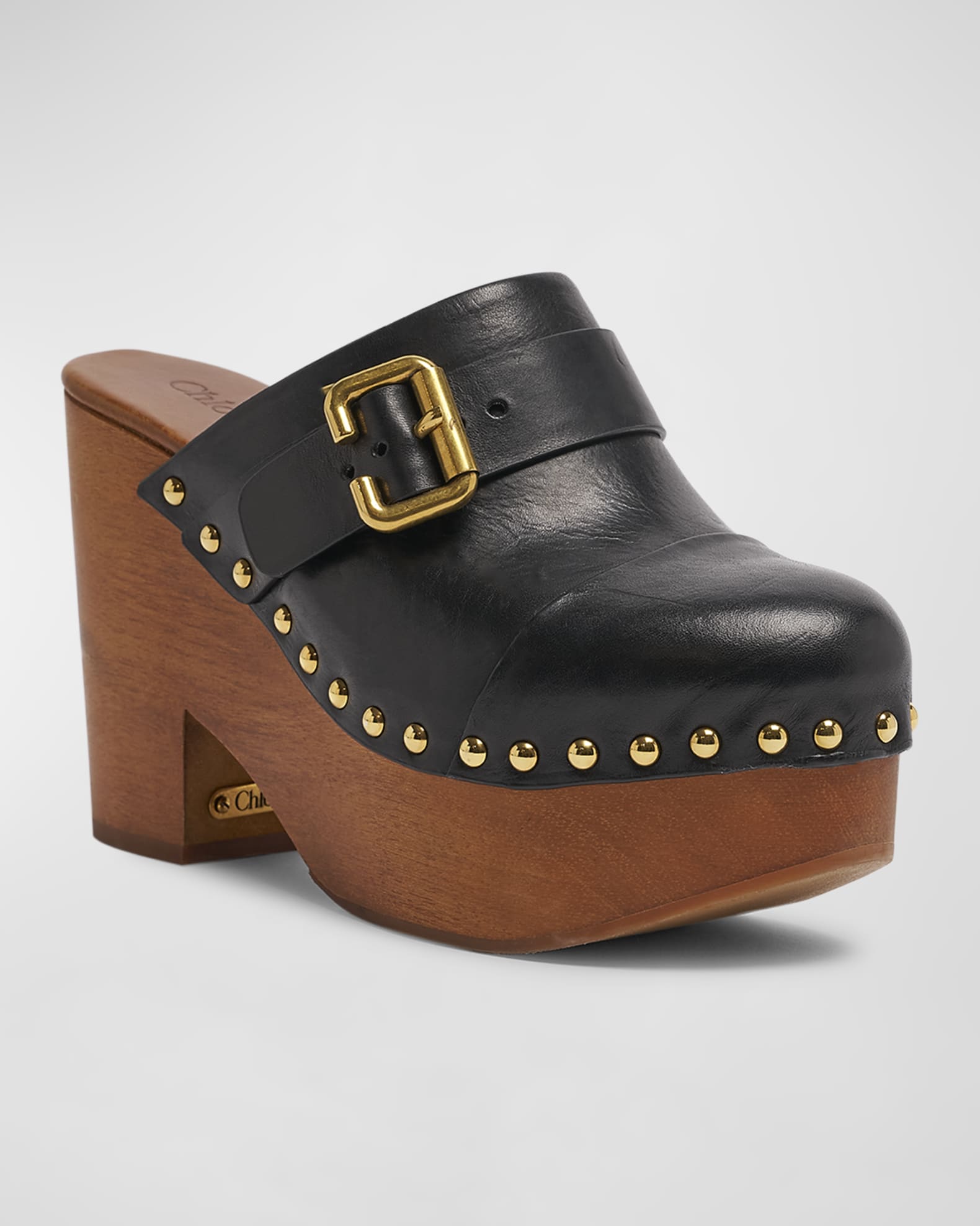 Chloe Jeannette Leather Platform Clogs Neiman Marcus