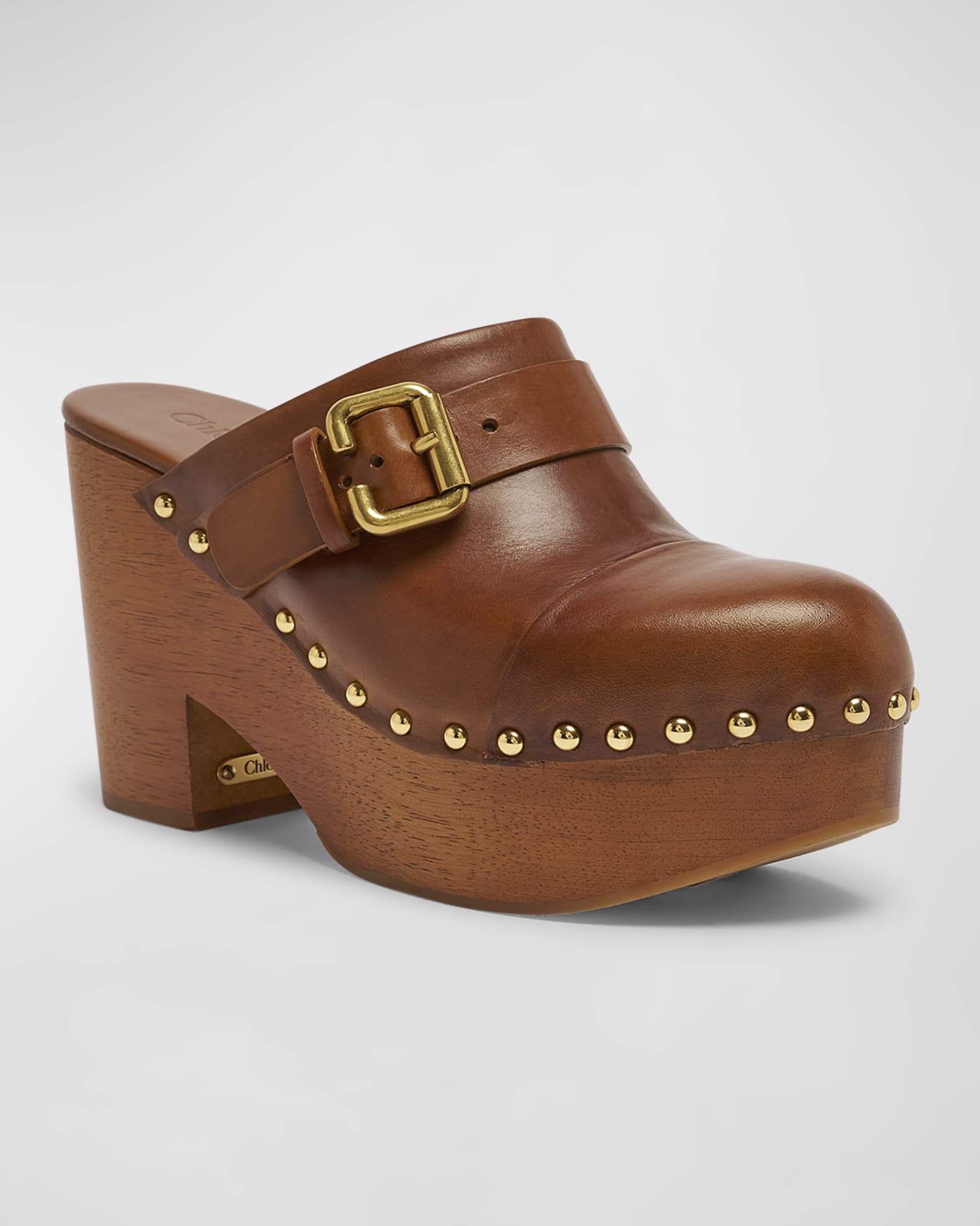Chloe Jeannette Leather Platform Clogs | Neiman Marcus