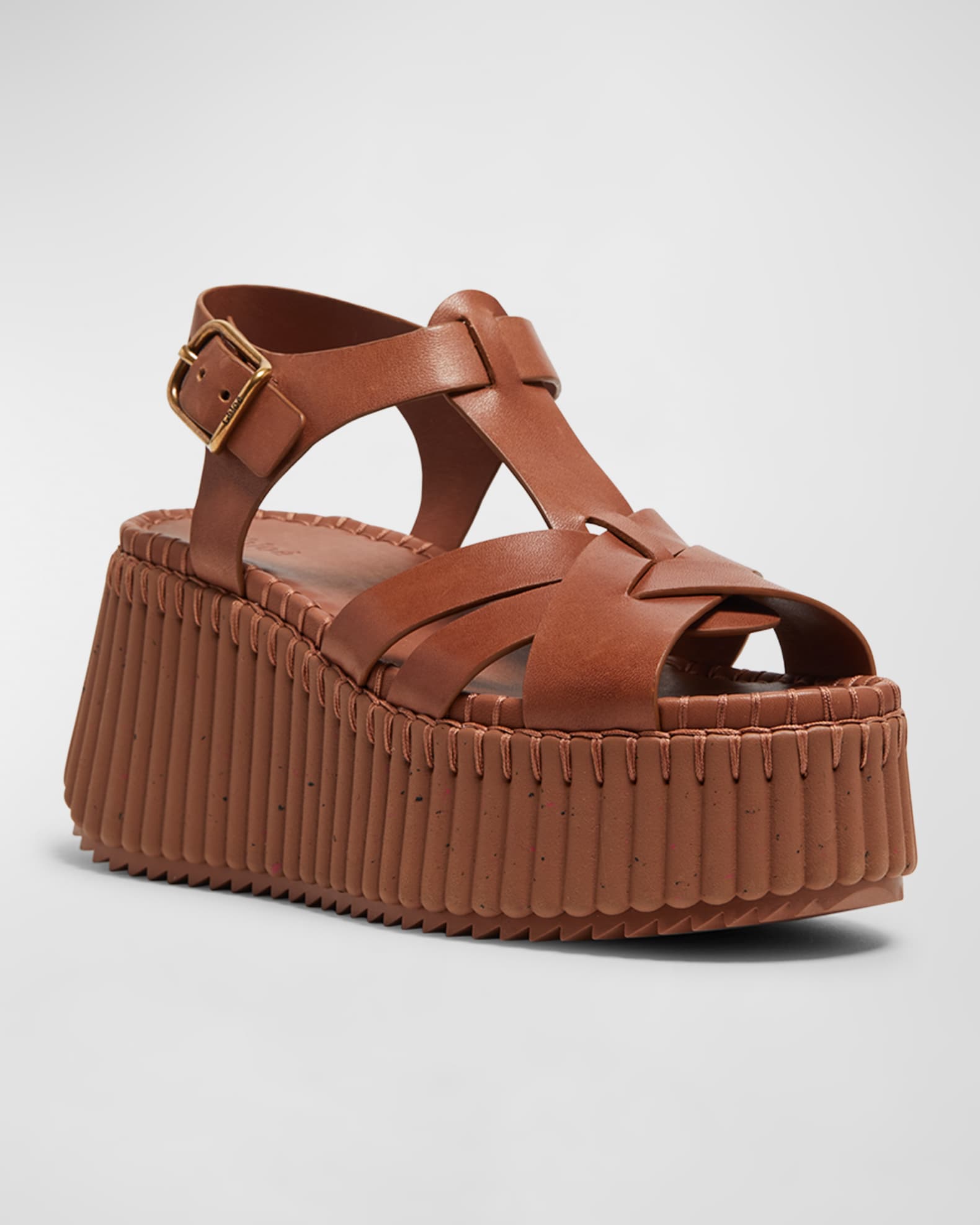 Nama Leather T-Strap Platform Sandals 1