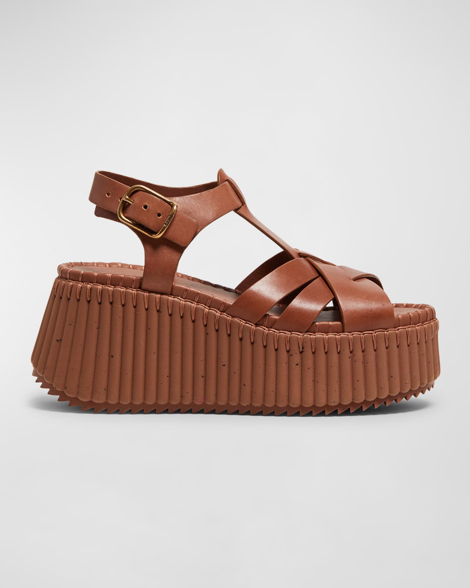 Nama Leather T-Strap Platform Sandals 0
