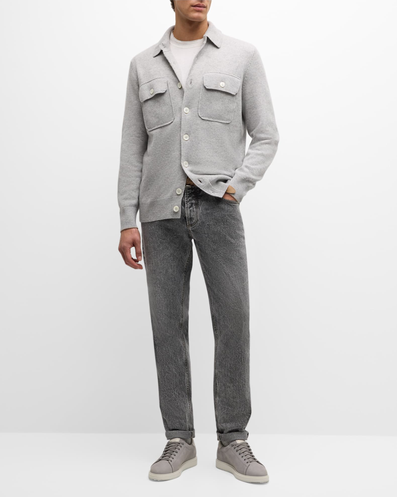ジャケット BRUNELLO CUCINELLI WOOL AND CASHMERE OVERSHIRT Brunello Cucinelli Men's Cashmere Overshirt | Neiman Marcus