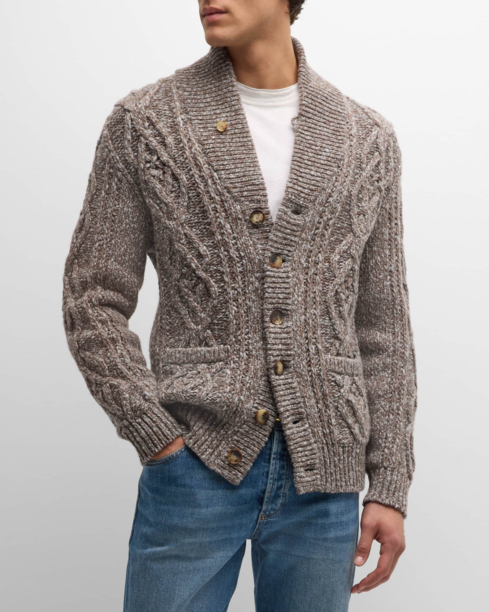 Brunello Cucinelli patch-detail cashmere jumper - Brown