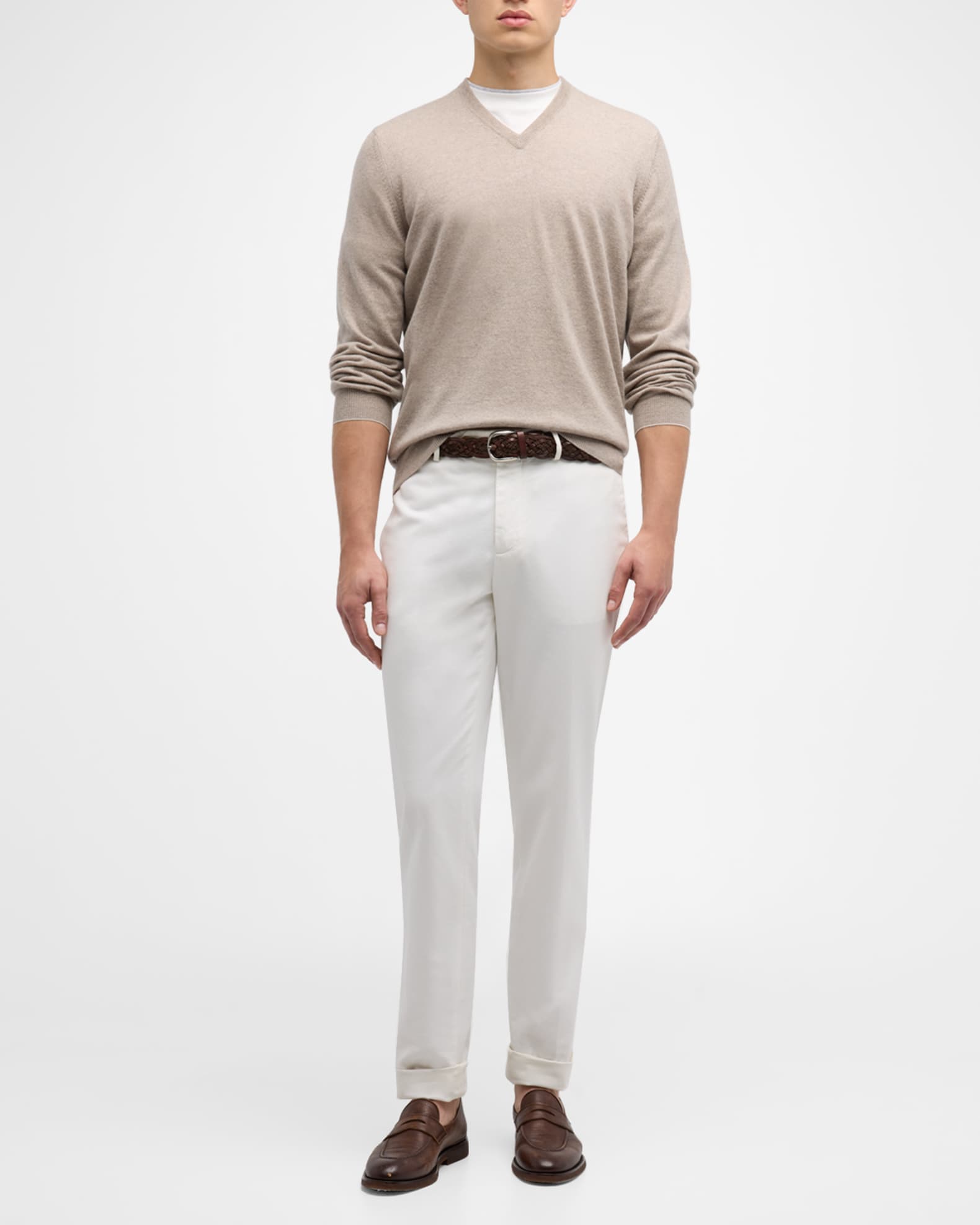 Brunello Cucinelli Men's Cashmere V-Neck Sweater | Neiman Marcus