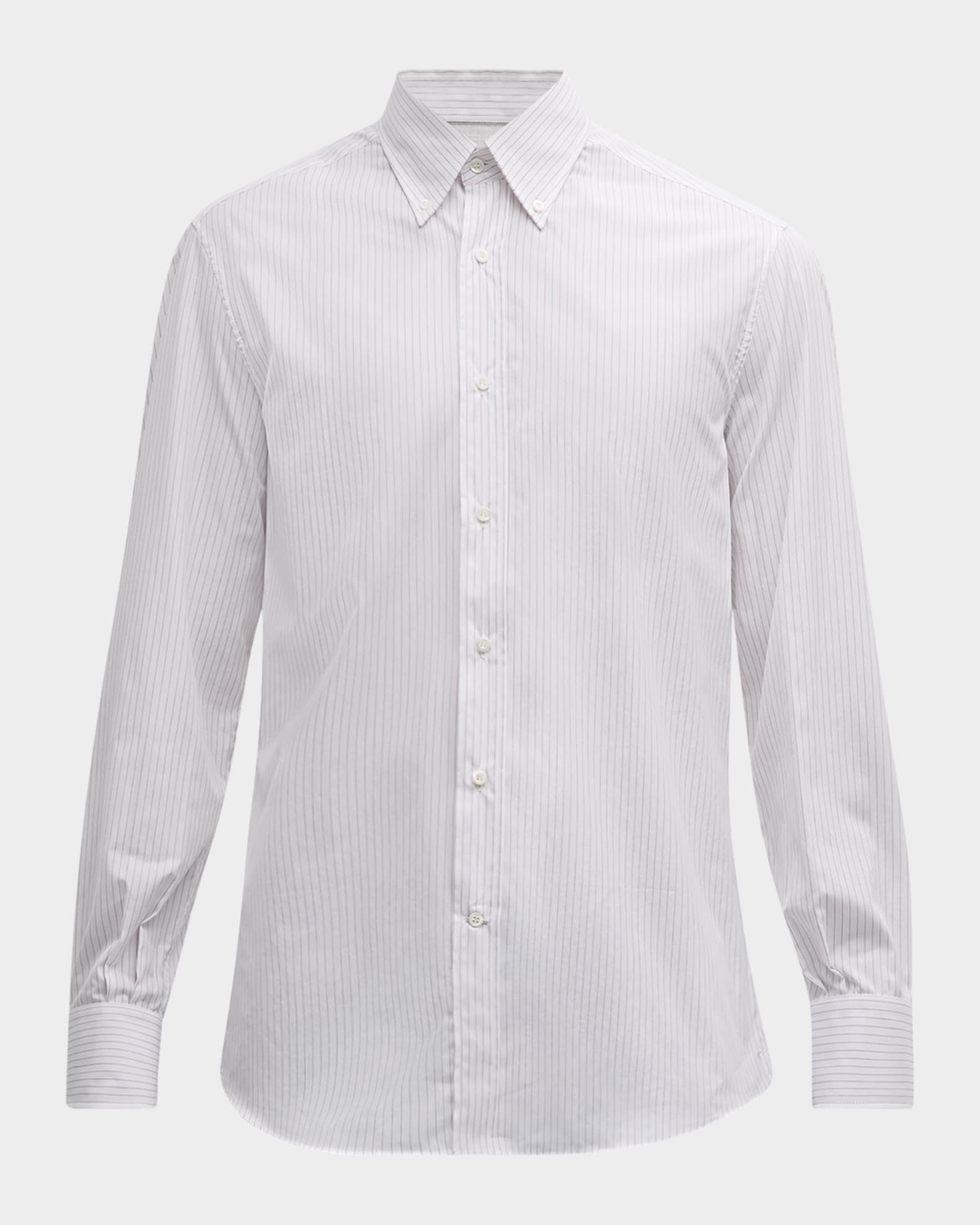 Men's Micro-Bacchetta Stripe Cotton Sport Shirt 0