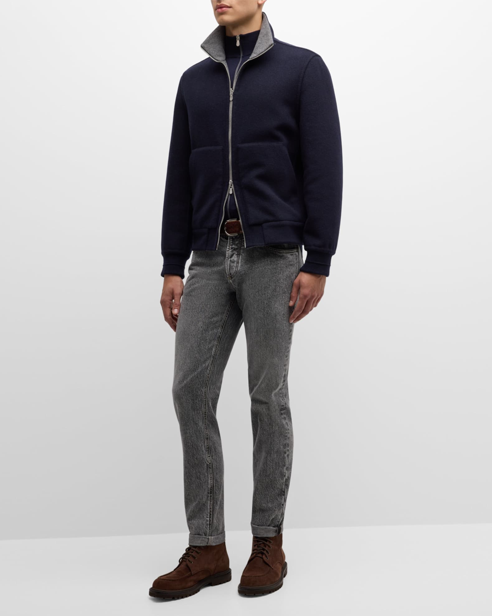 Men's Cashmere Reversible Blouson Jacket 1