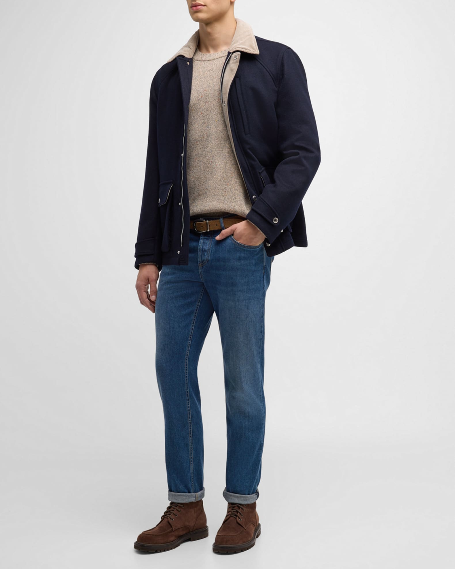 コート BRUNELLO CUCINELLI Lightweight wool cloth coat with jeweller Brunello Cucinelli Lightweight Wool Cloth Coat With