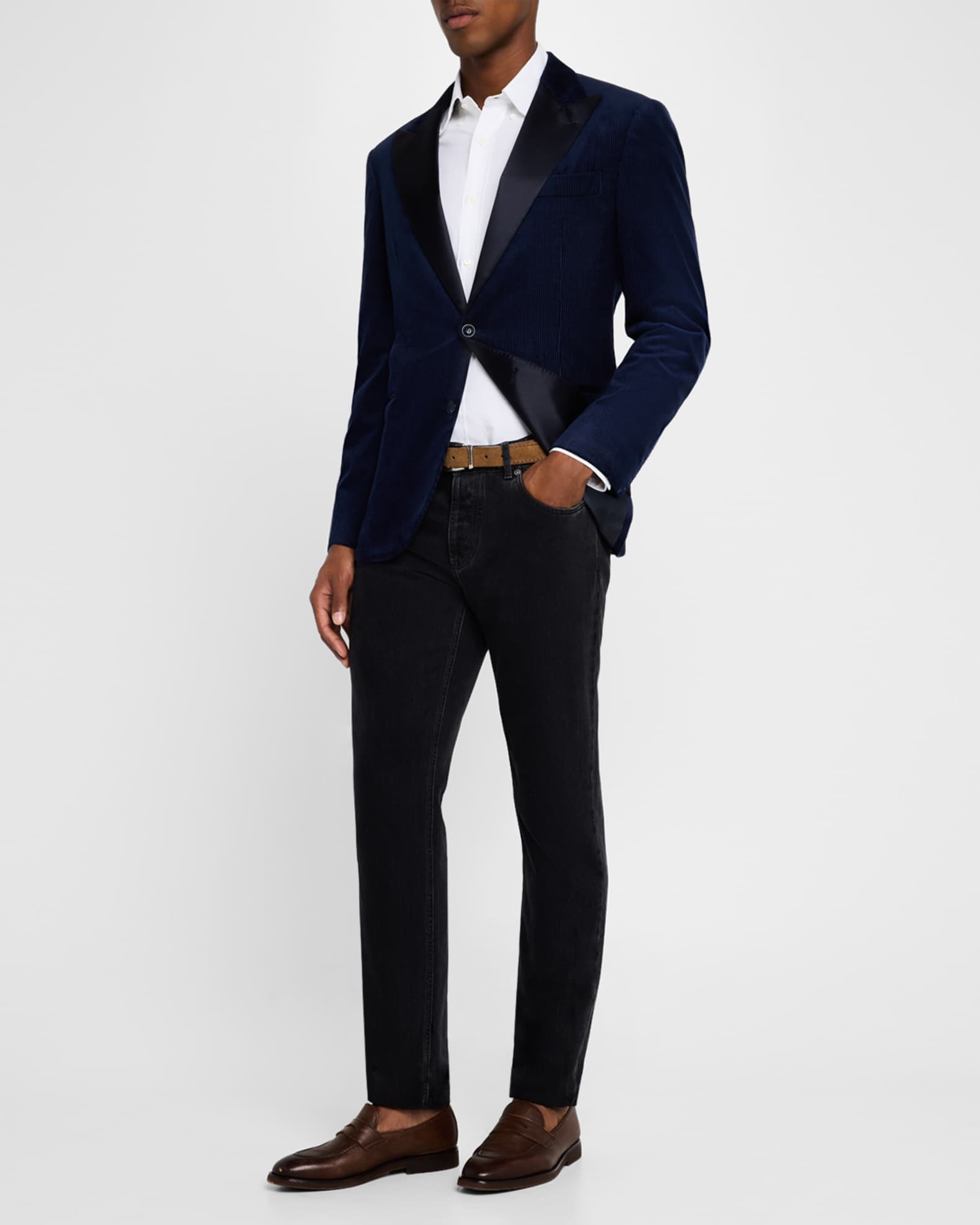 Brunello Cucinelli Men s Corduroy Satin Lapel Dinner Jacket