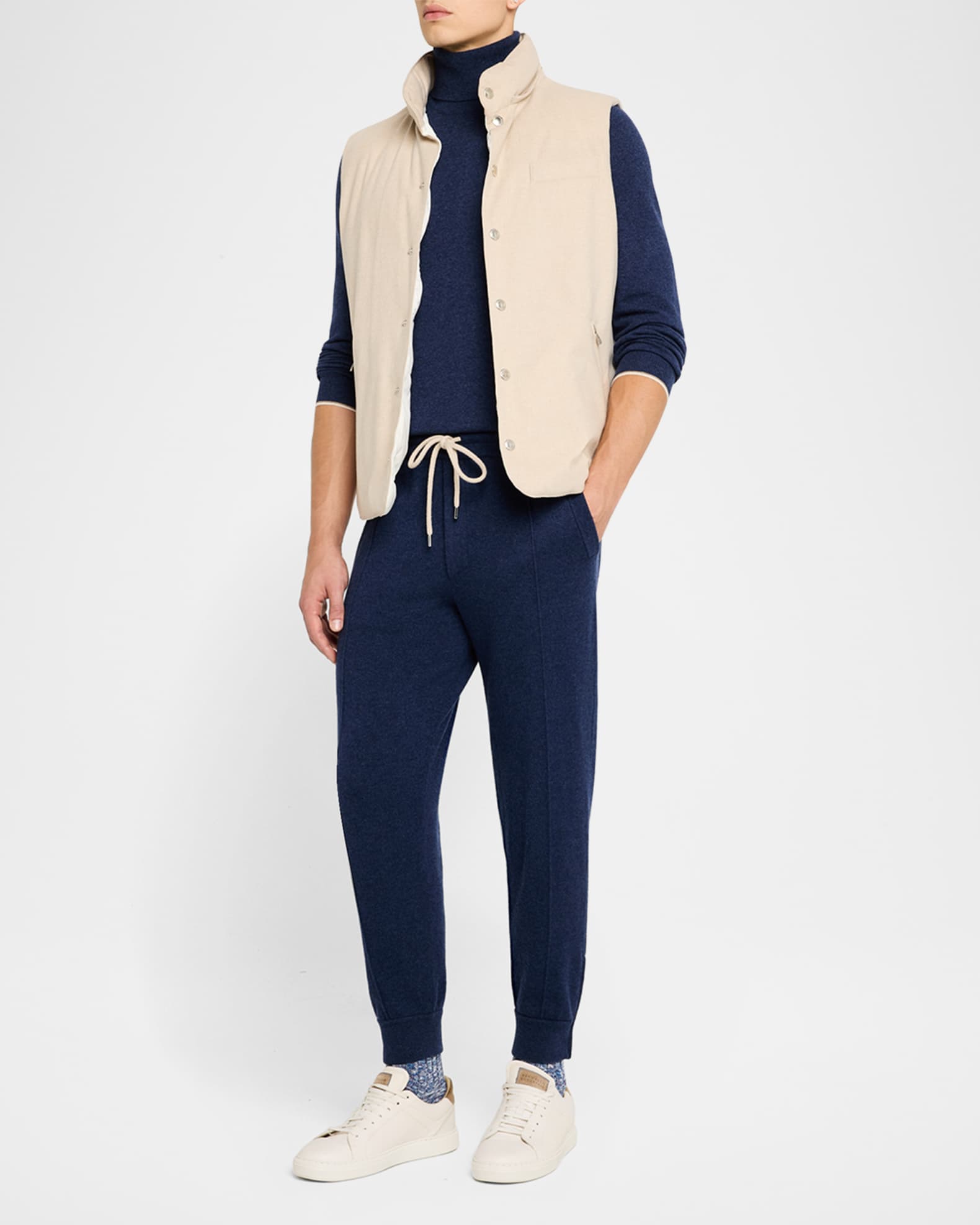 Men's Cashmere Pleated Drawstring Sweatpants - Thumbnail 2