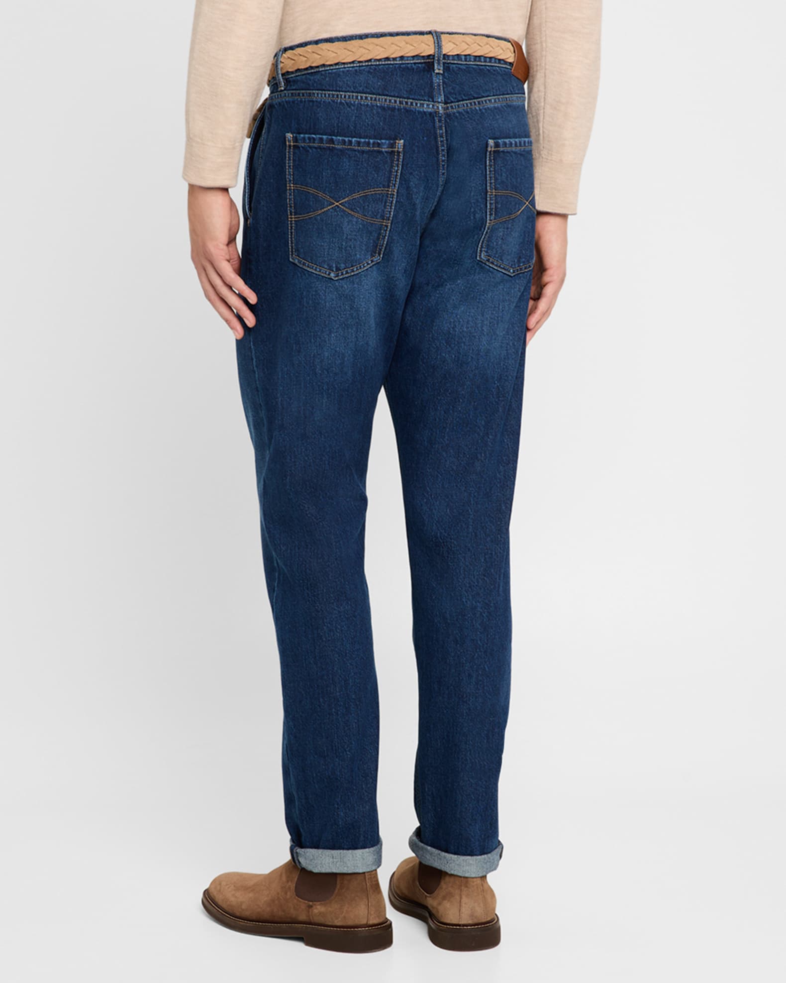 Brunello Cucinelli Men's Iconic Fit Dark-Wash Jeans | Neiman
