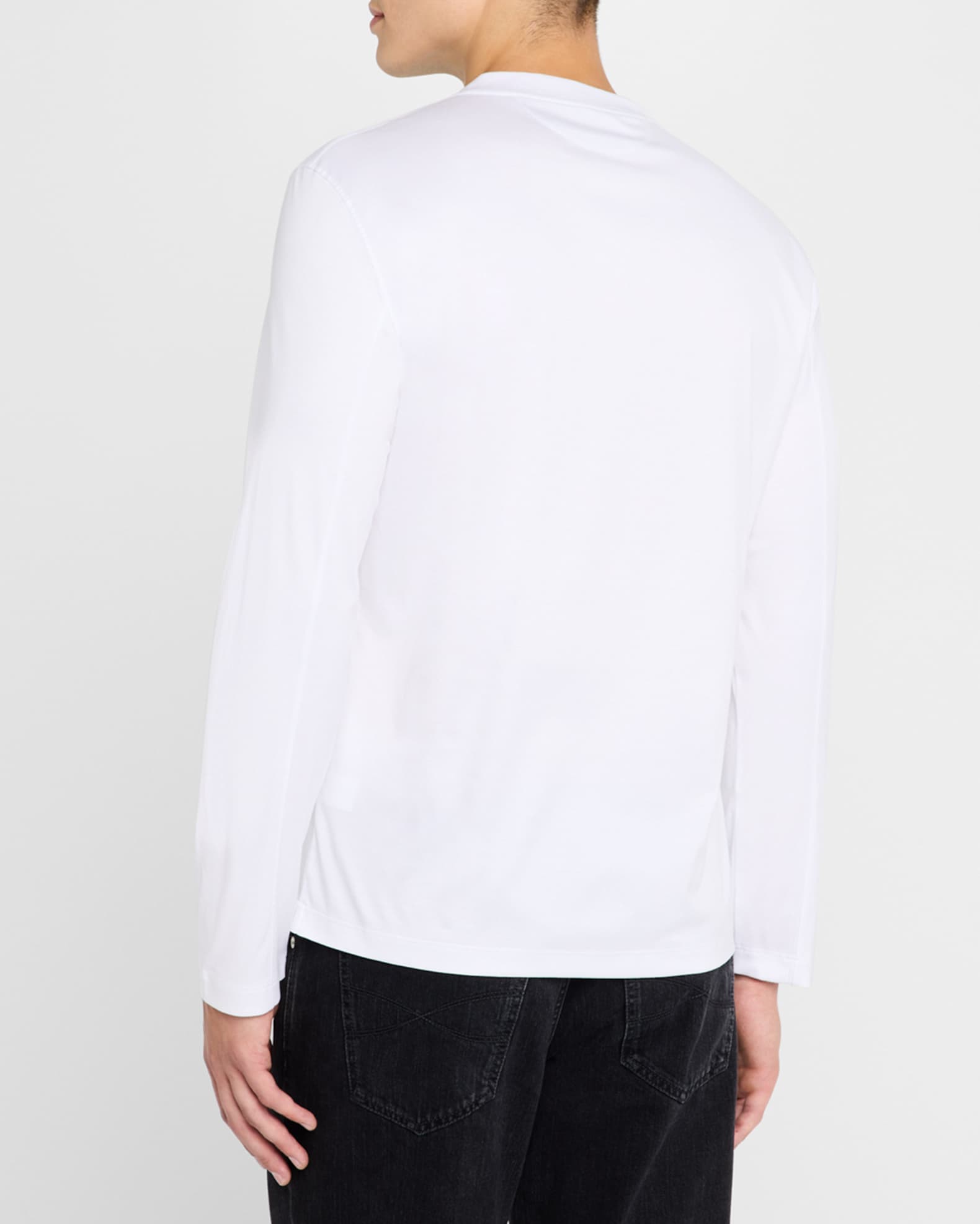 Brunello Cucinelli Men's Long-Sleeve Logo Crewneck T-Shirt