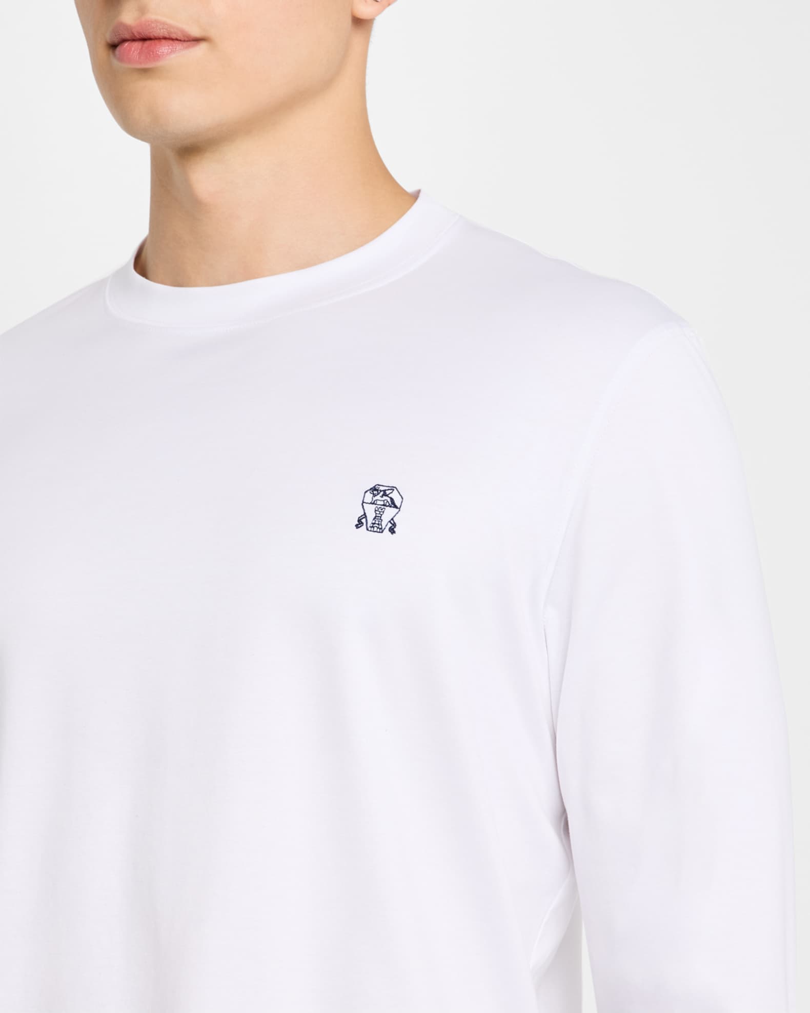 Brunello Cucinelli Men's Long-Sleeve Logo Crewneck T-Shirt
