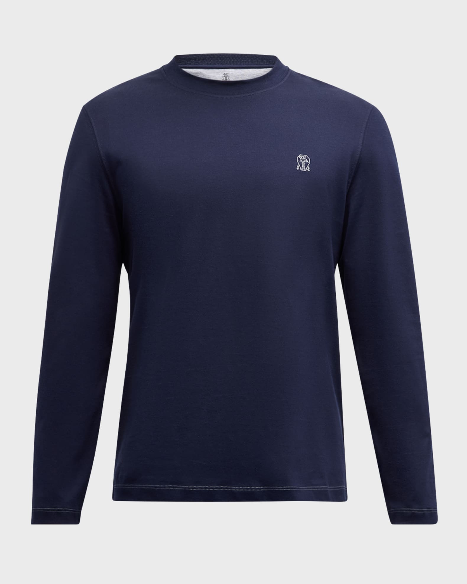 Brunello Cucinelli Men s Long Sleeve Logo Crewneck T Shirt Neiman Marcus
