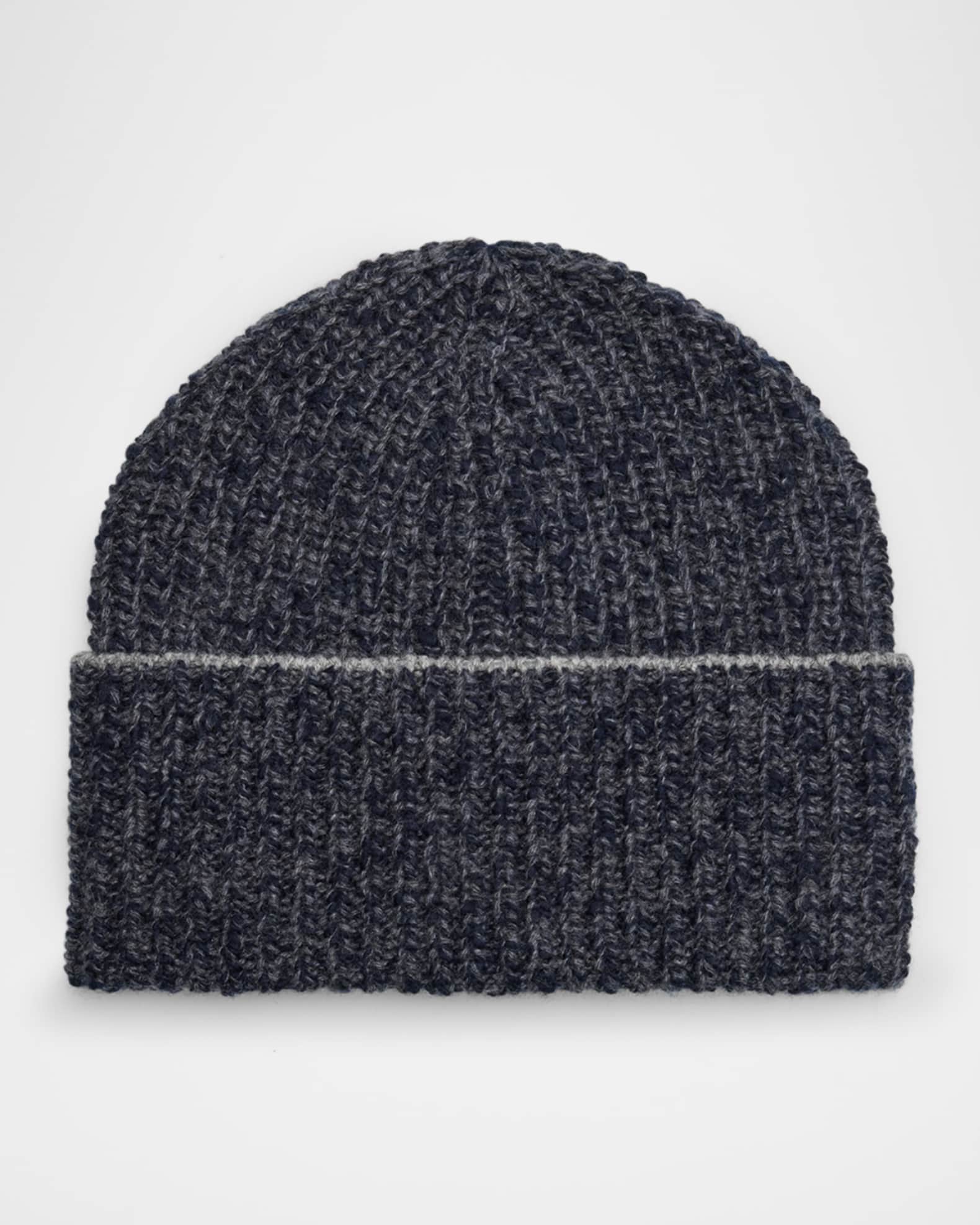 Men's Wool and Cashmere Mouline Beanie Hat 0
