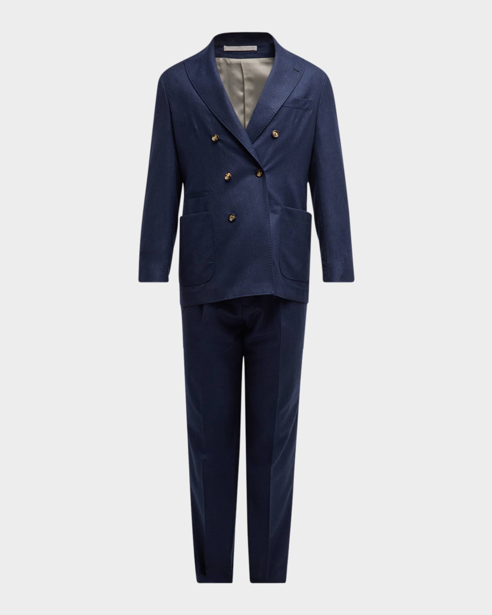 Men's Double-Breasted Flannel Suit 0