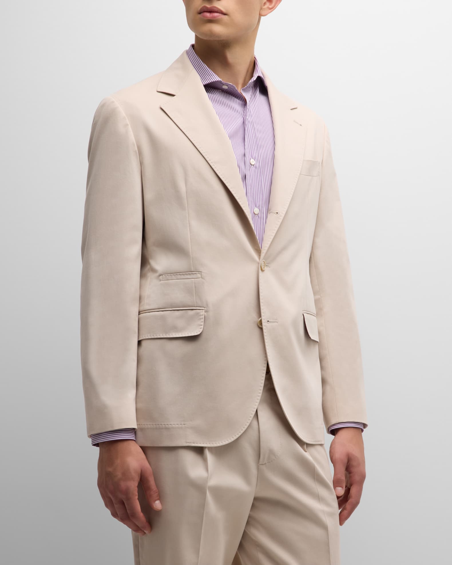【関税&送料込】Brunello Cucinelli Brunello Cucinelli Suit-T Brunello Cucinelli Men's Solid Cotton-Cashmere Stretch Suit