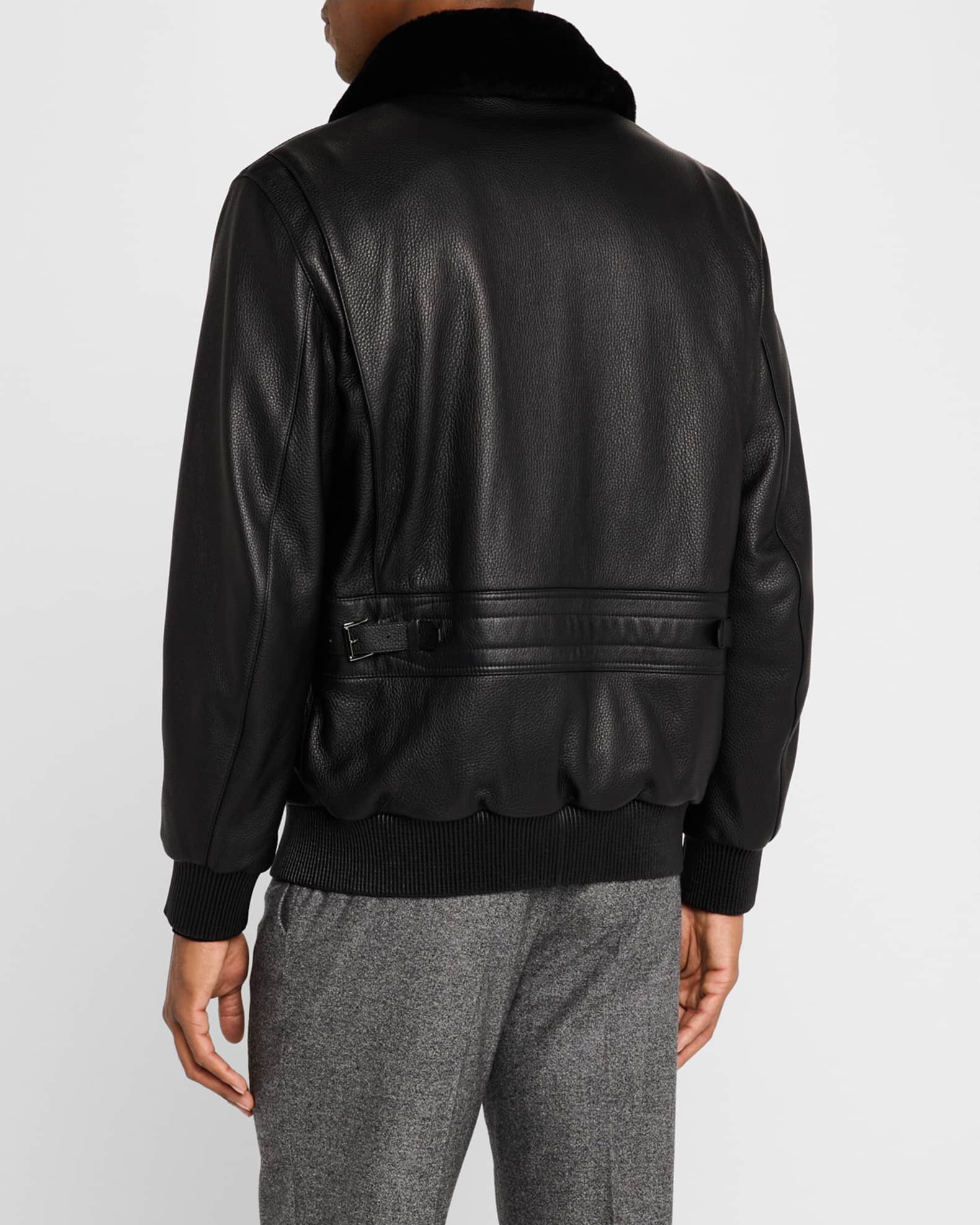 Brioniレザーブルゾン Brioni Men's Classic Leather Bomber Jacket | Neiman Marcus