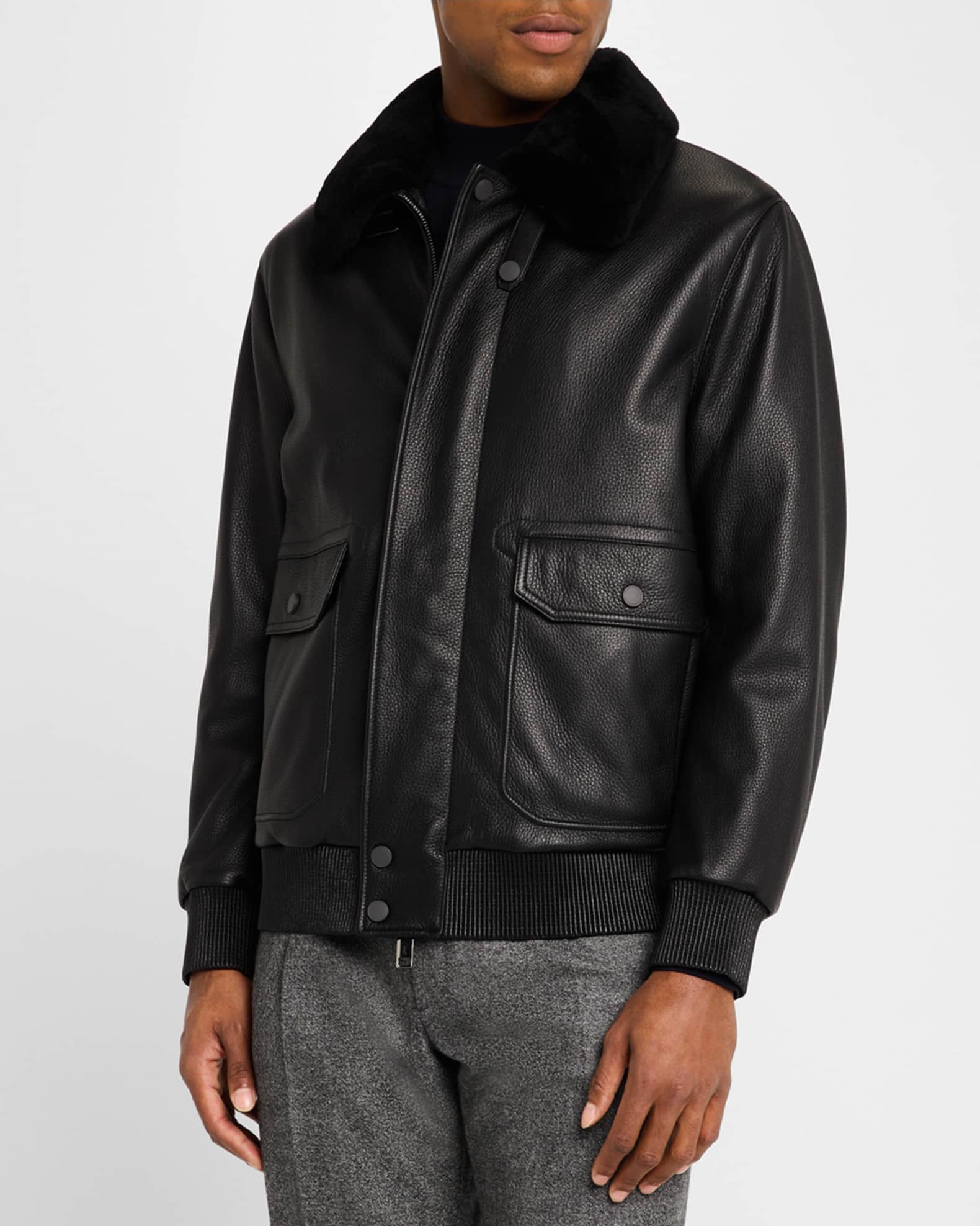 Brioni Men's Soft Grain Deerskin Bomber Jacket | Neiman Marcus