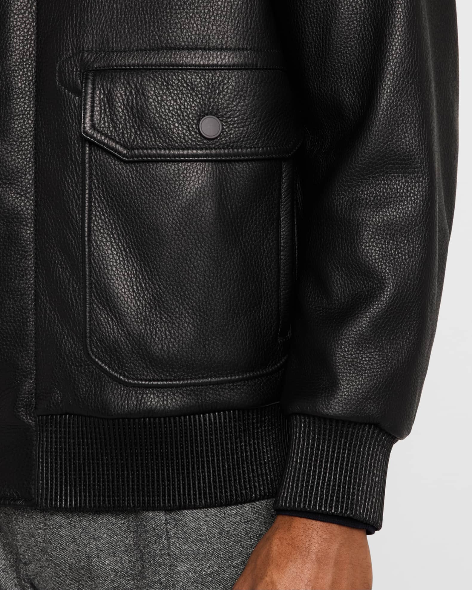 Brioniレザーブルゾン Brioni Men's Classic Leather Bomber Jacket | Neiman Marcus