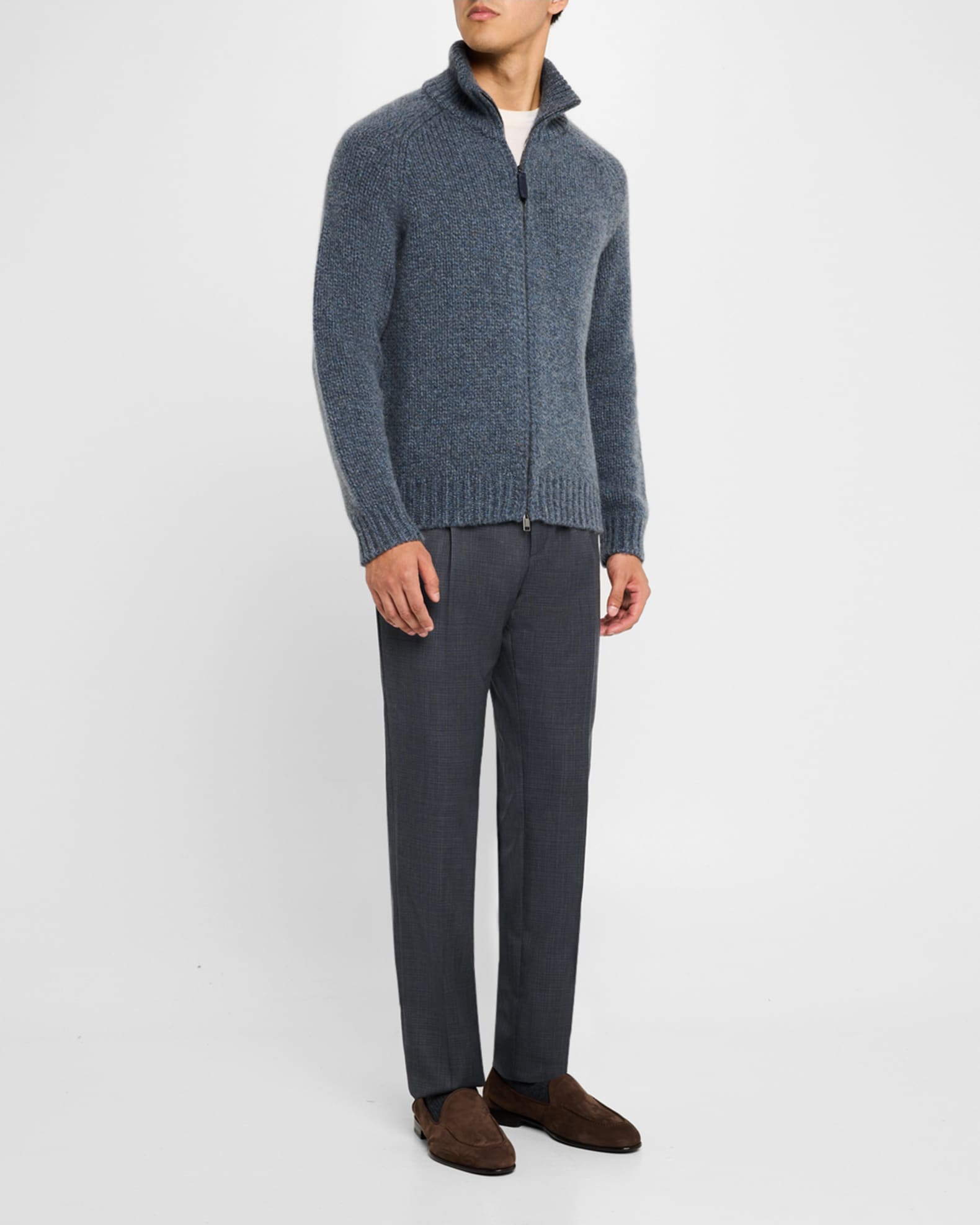 Men's Cashmere Mouline Zip Sweater 1