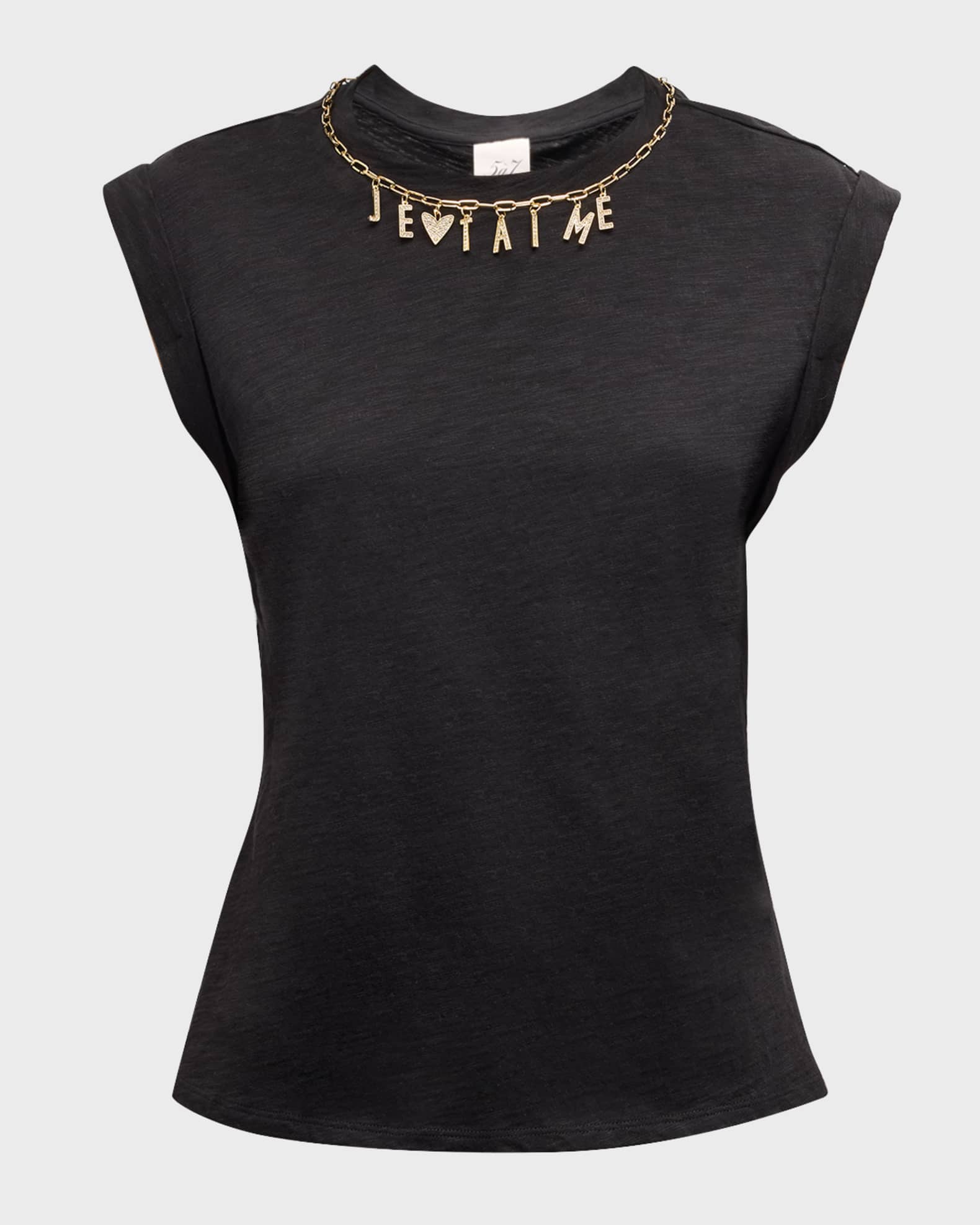Cinq a Sept Bella Je T'aime Necklace Sleeveless T-Shirt
