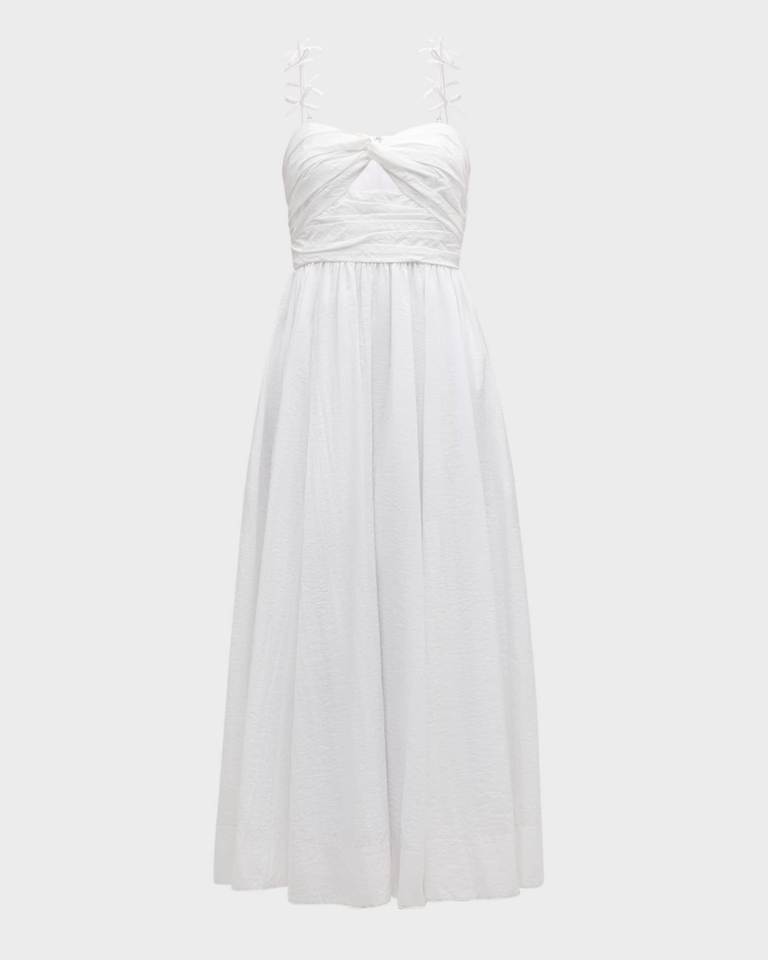 Cinq a Sept Agnes Bow-Strap Sweetheart Midi Dress