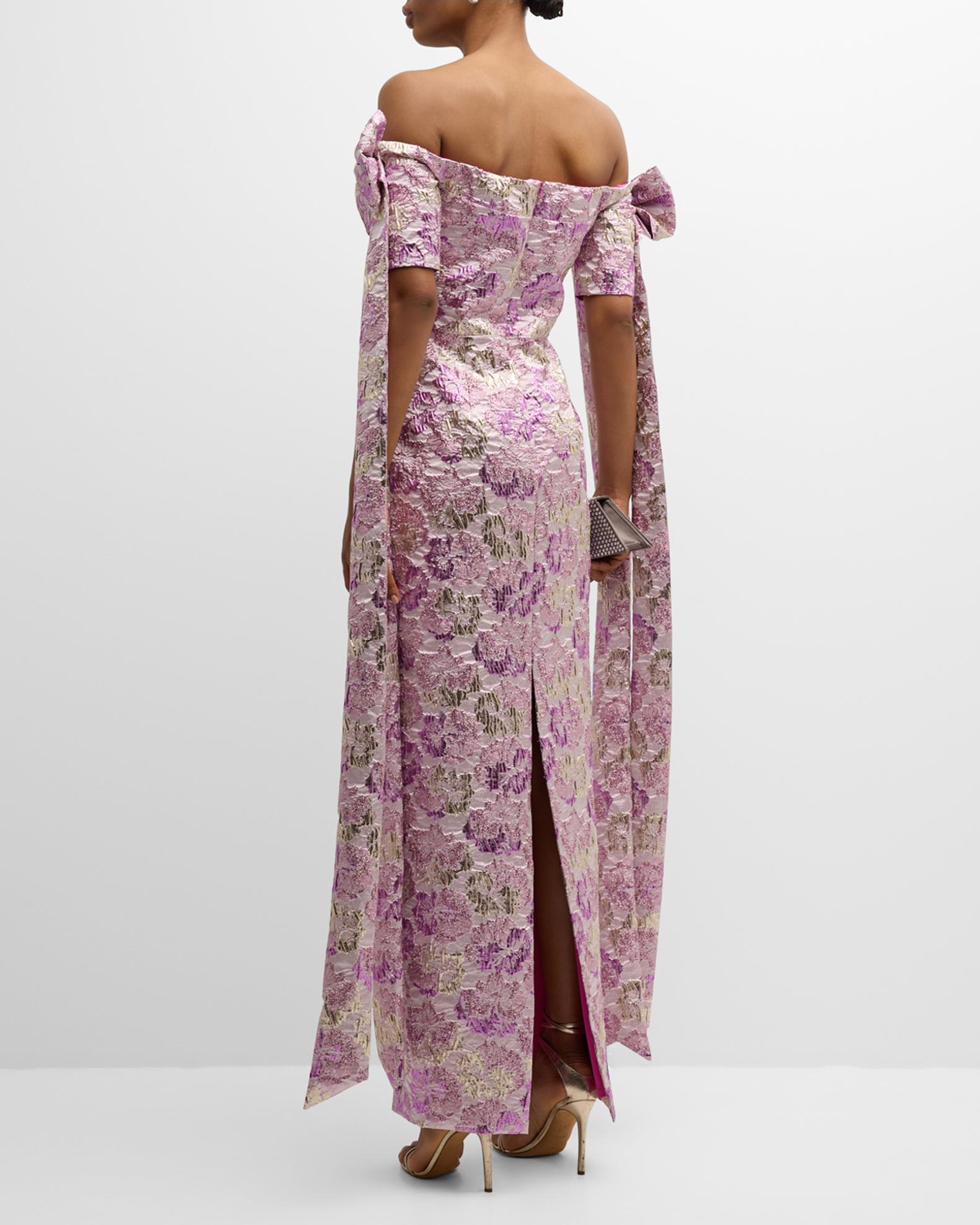 Fuchsia & Black Blossom Bow Gown