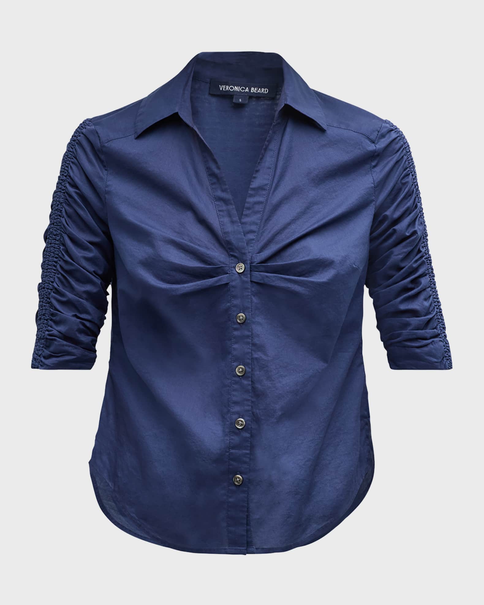 Veronica Beard Porta Ruched Button-Front Shirt