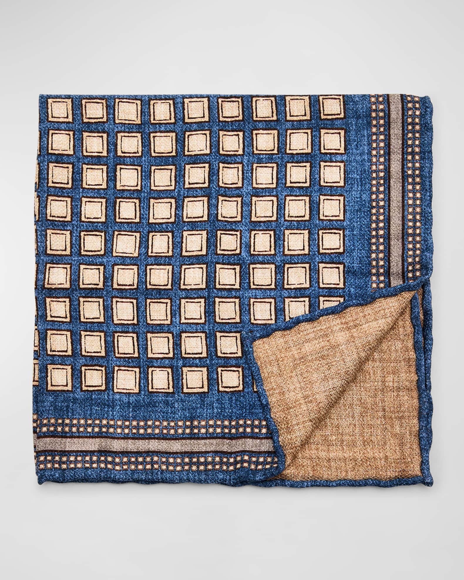 Red Blue Circle Geometric Silk Pocket Square - British Made