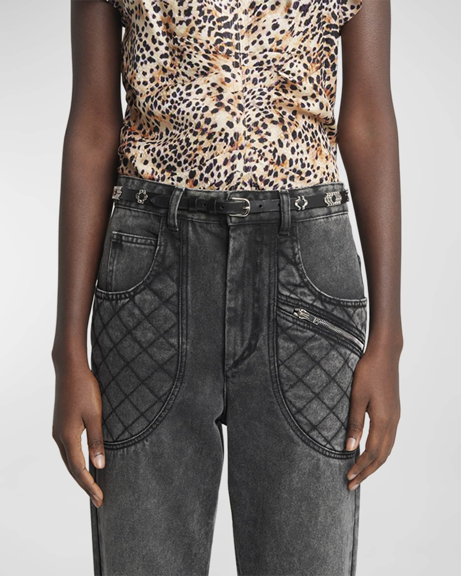 Isabel Marant Odena Leather Skinny Belt | Neiman Marcus
