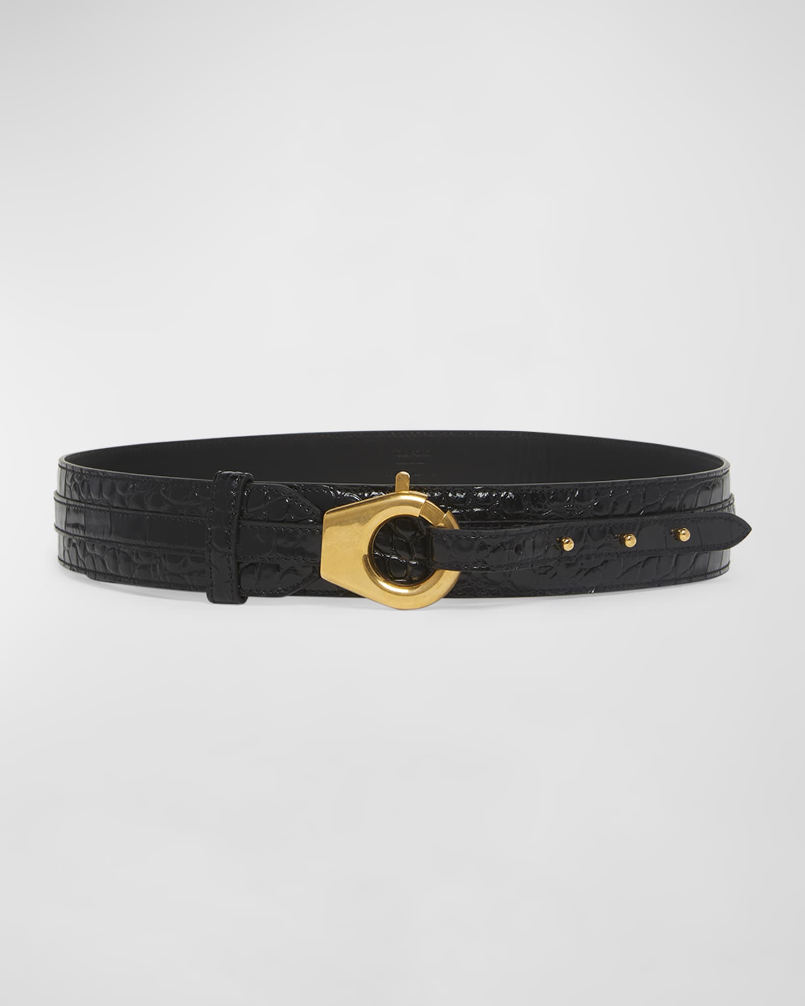 TOM FORD Croc Embossed Patent Leather Belt Neiman Marcus
