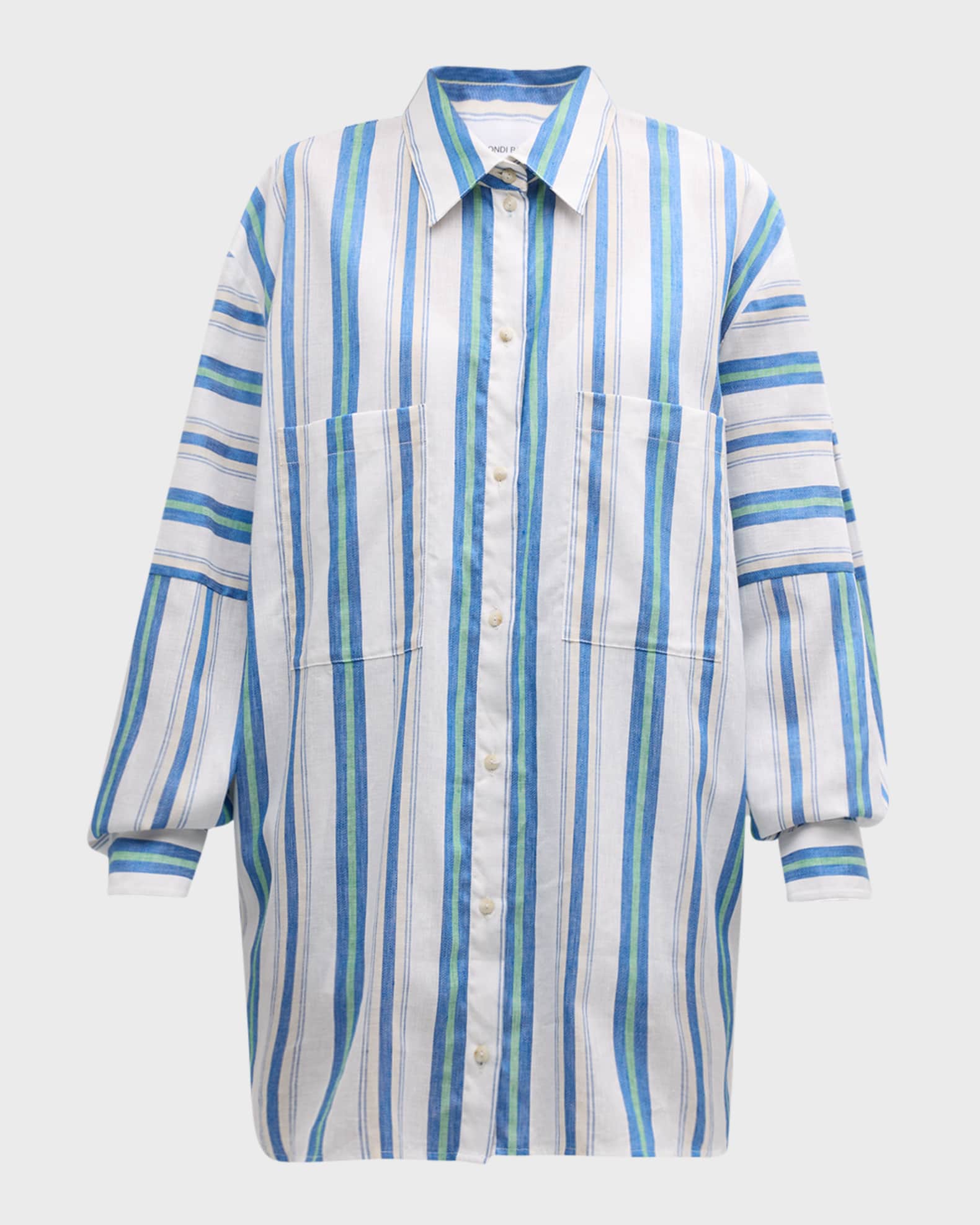 BONDI BORN Verdi Oversized Linen Cotton Stripe Shirt | Neiman Marcus