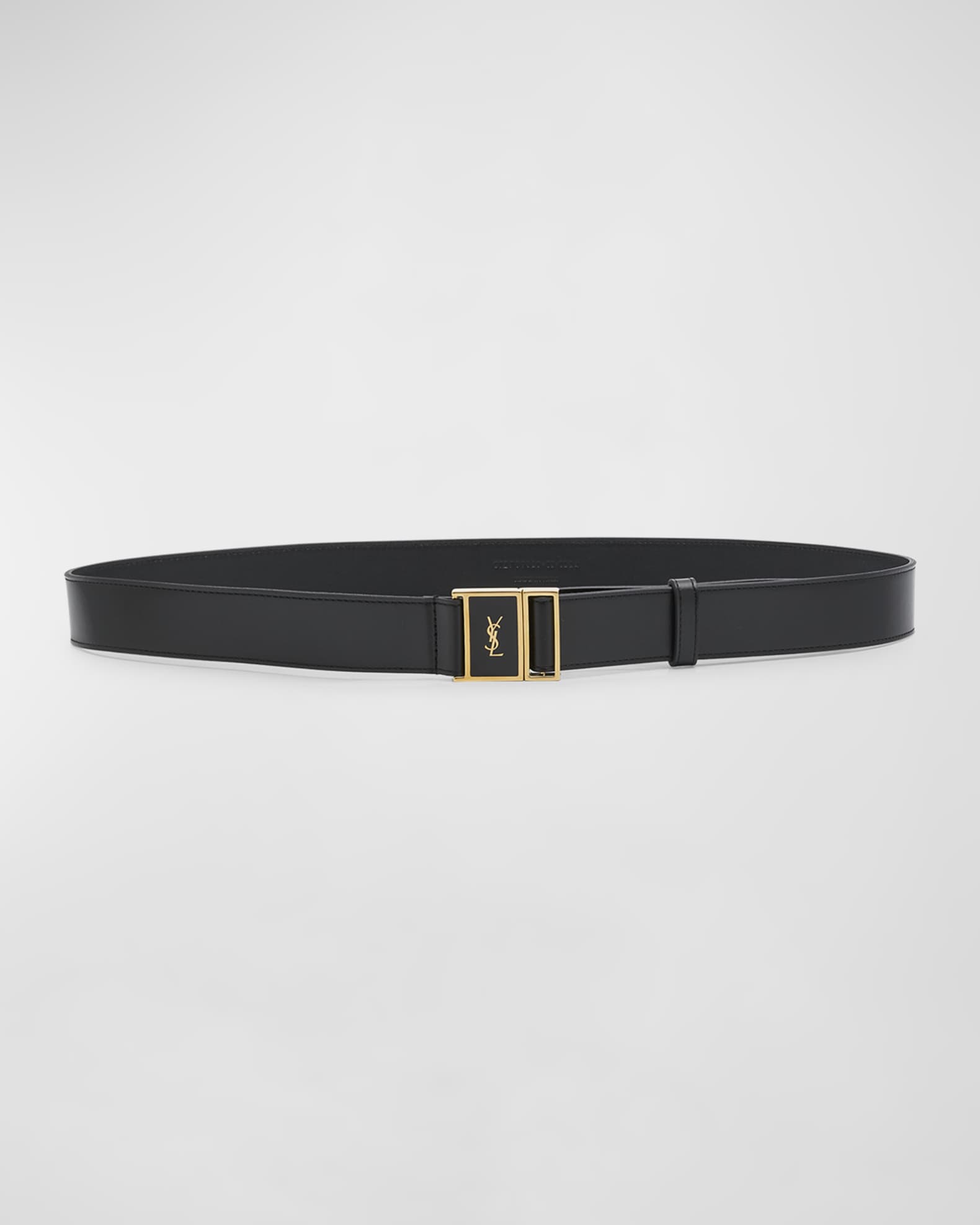 ベルト Saint Laurent Cassandre black leather belt Saint Laurent Cassandre YSL Buckled Leather Belt | Neiman Marcus