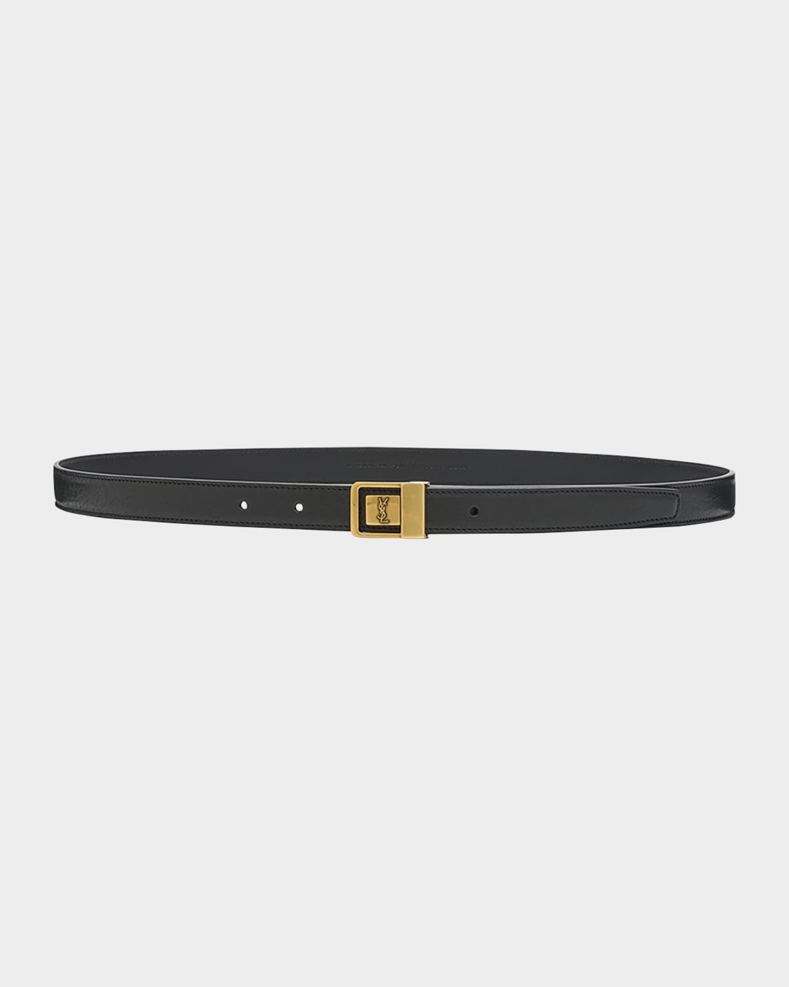 YSL Buckled Grainy Leather Belt | Neiman Marcus
