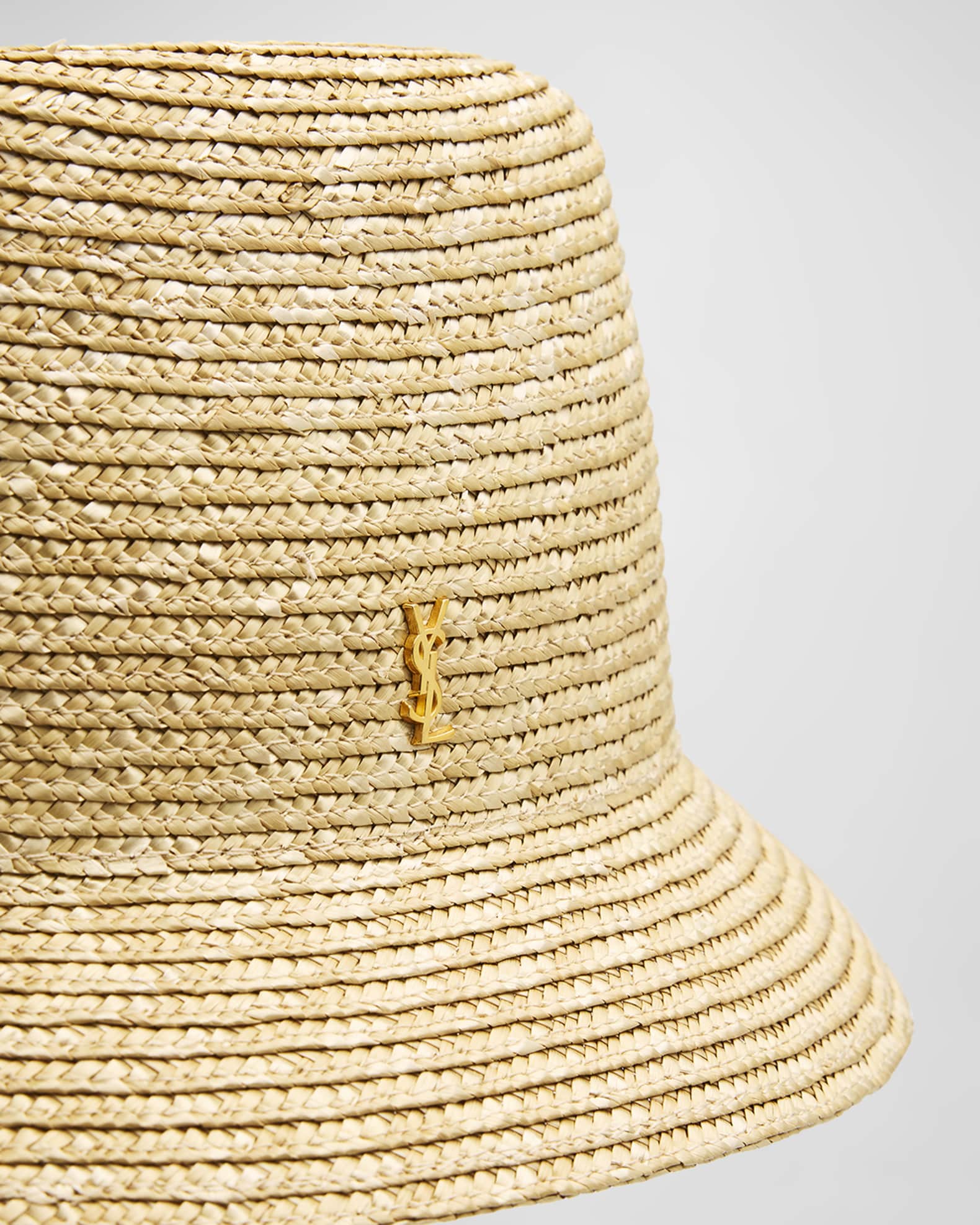 Saint Laurent YSL Straw Bucket Hat | Neiman Marcus