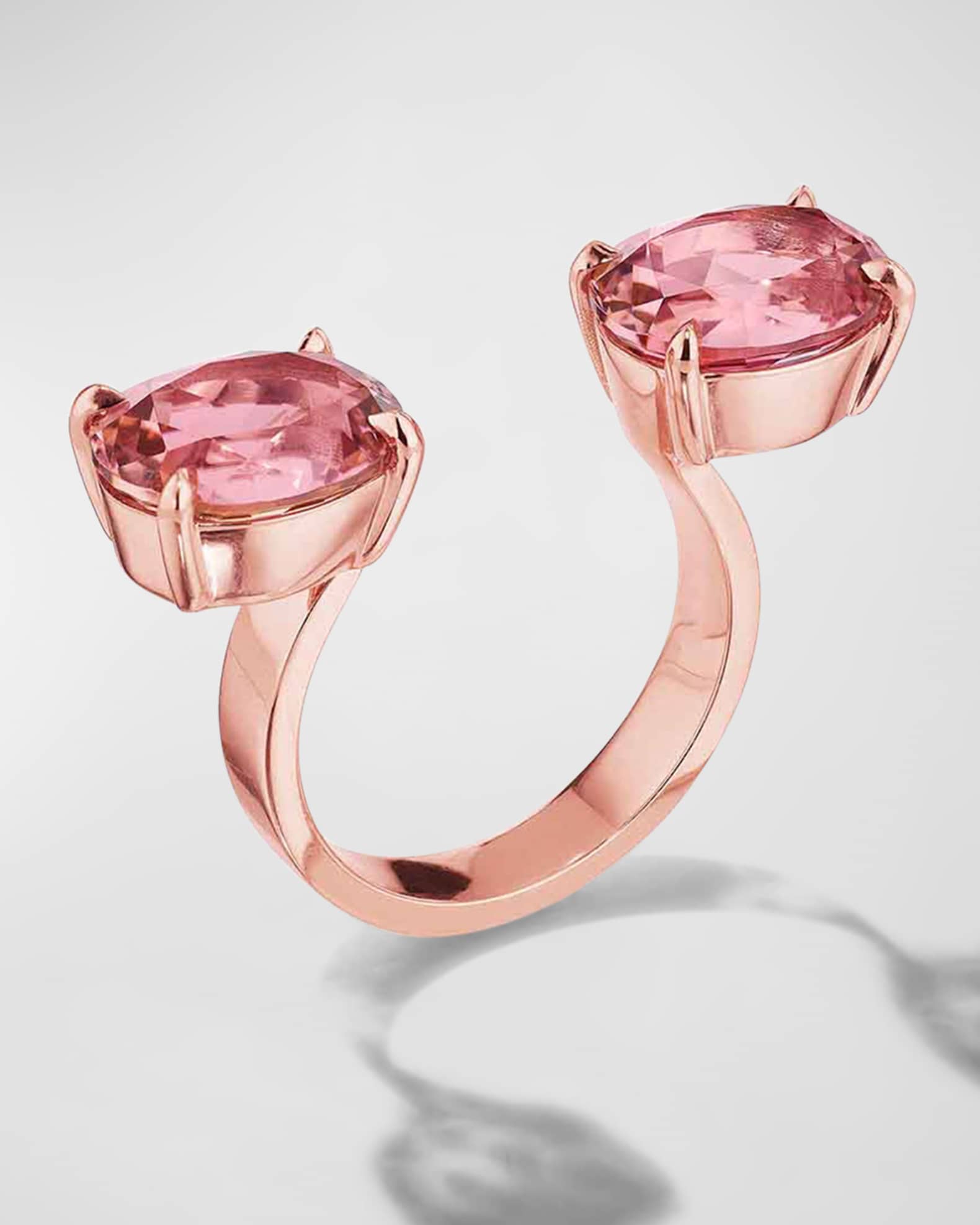 18K Rose Gold Oval Pink Tourmaline Classic Ring 1