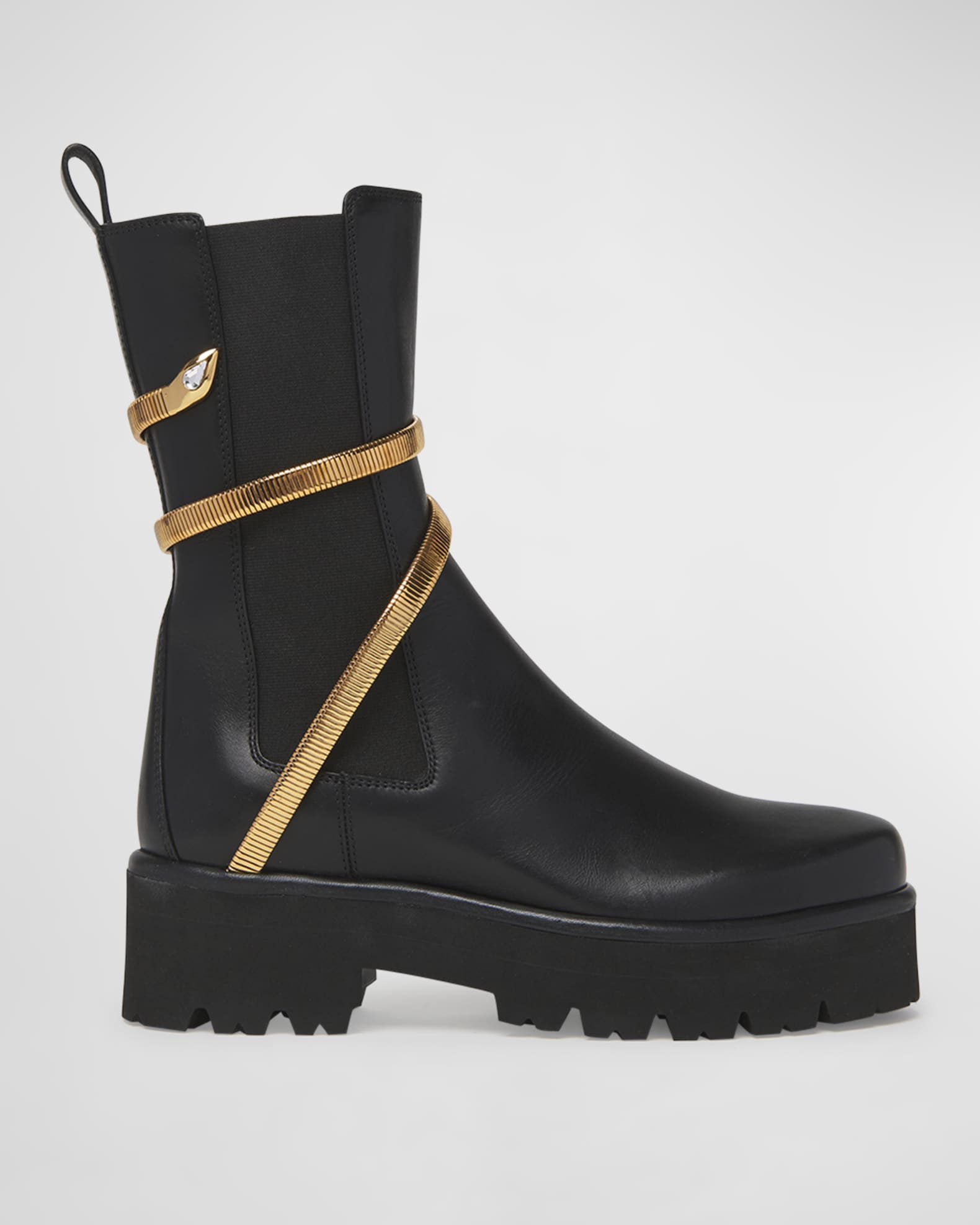Rene Caovilla Cleo Leather Snake Wrap Chelsea Booties Neiman Marcus