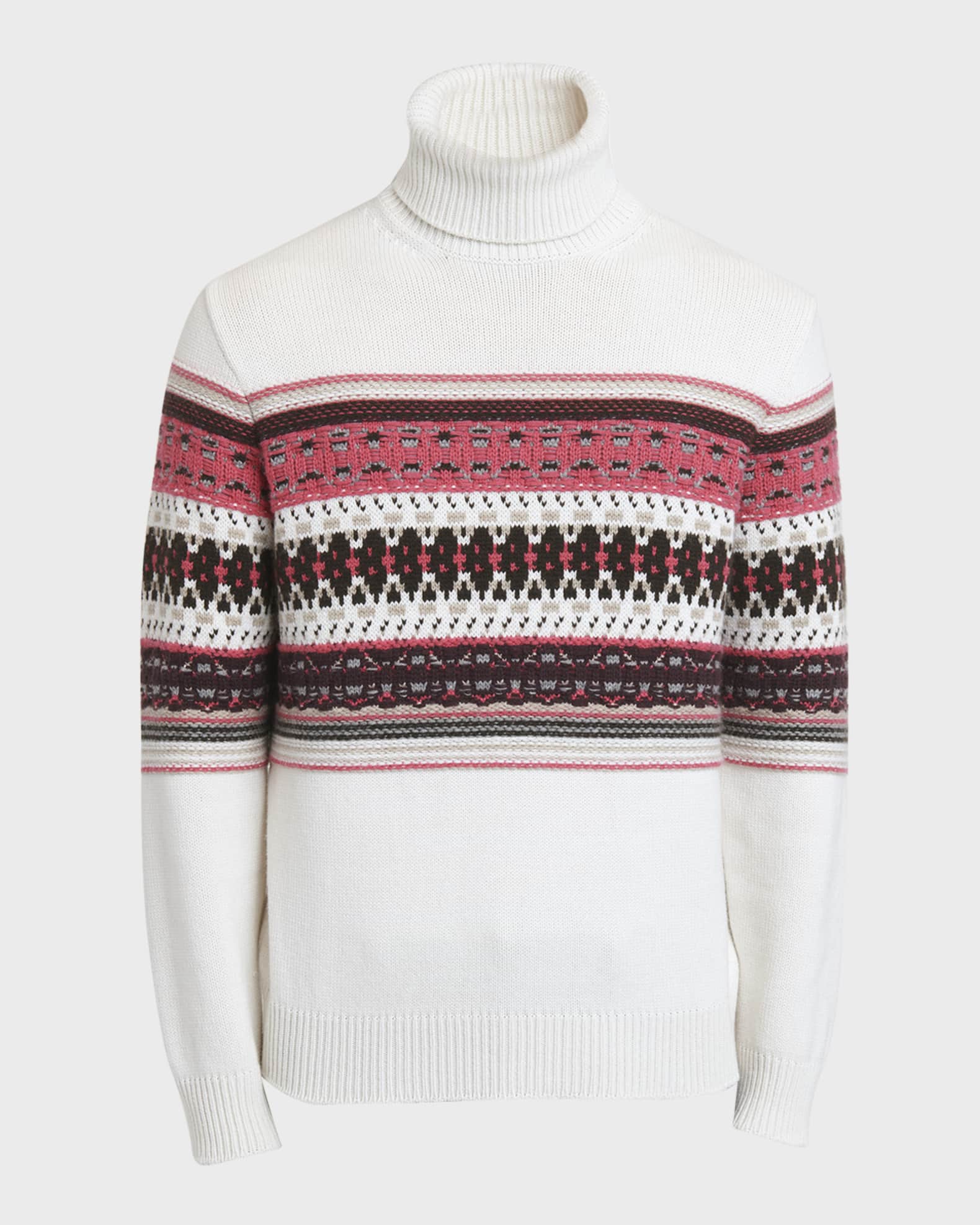 Men's Cashmere Jacquard Fair Isle Turtleneck Sweater