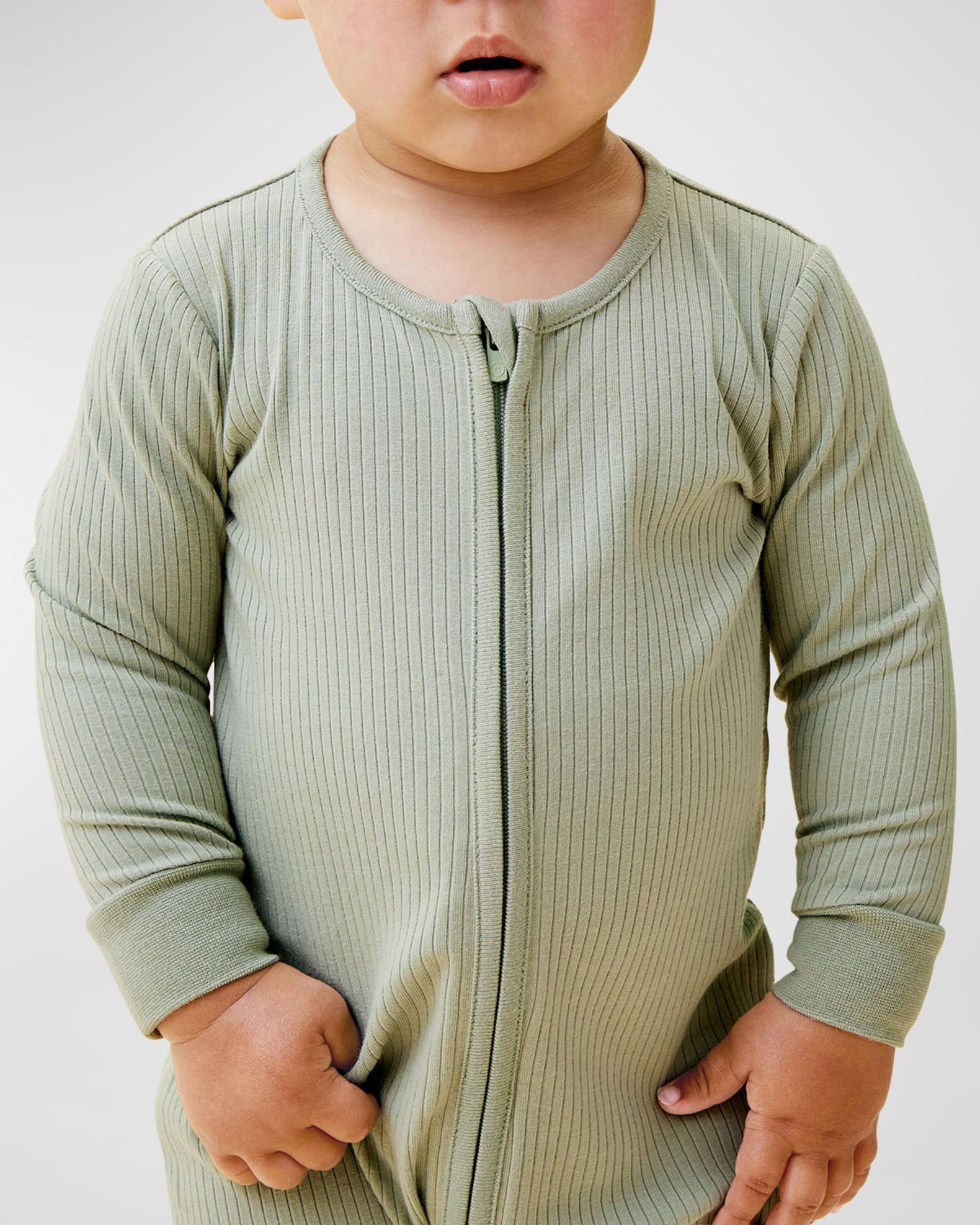 Petit Lem Ribbed Zip Sleeper - Grasshopper main image 1