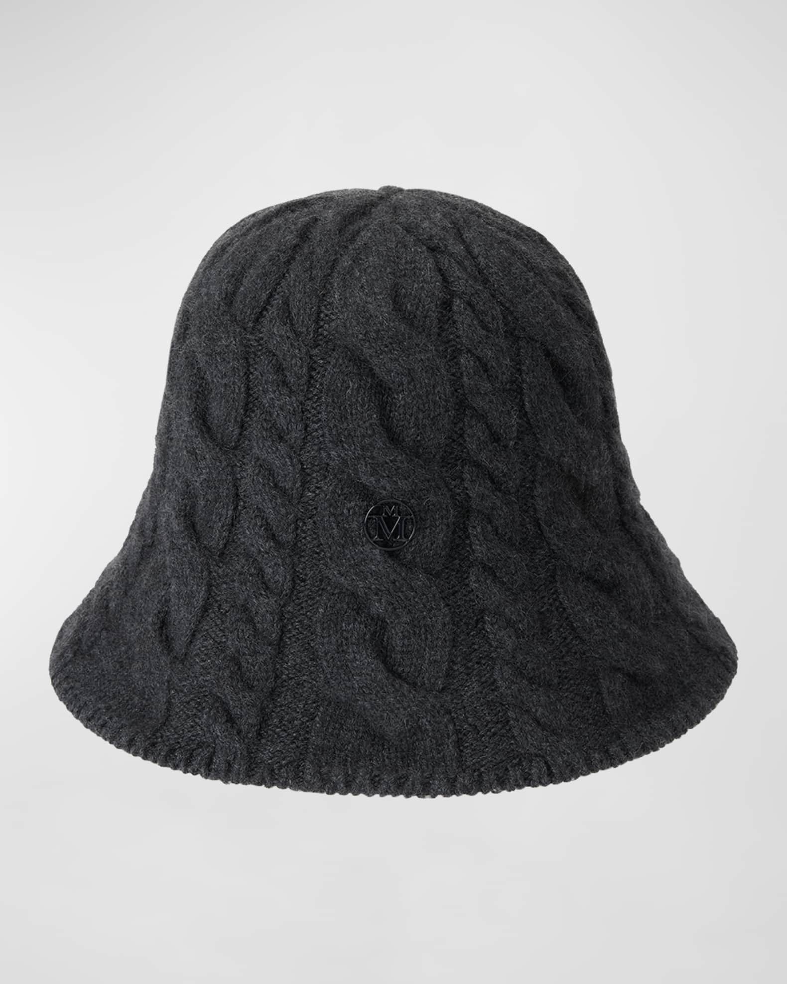 Clem Black Cable Knit Cashmere Bucket Hat