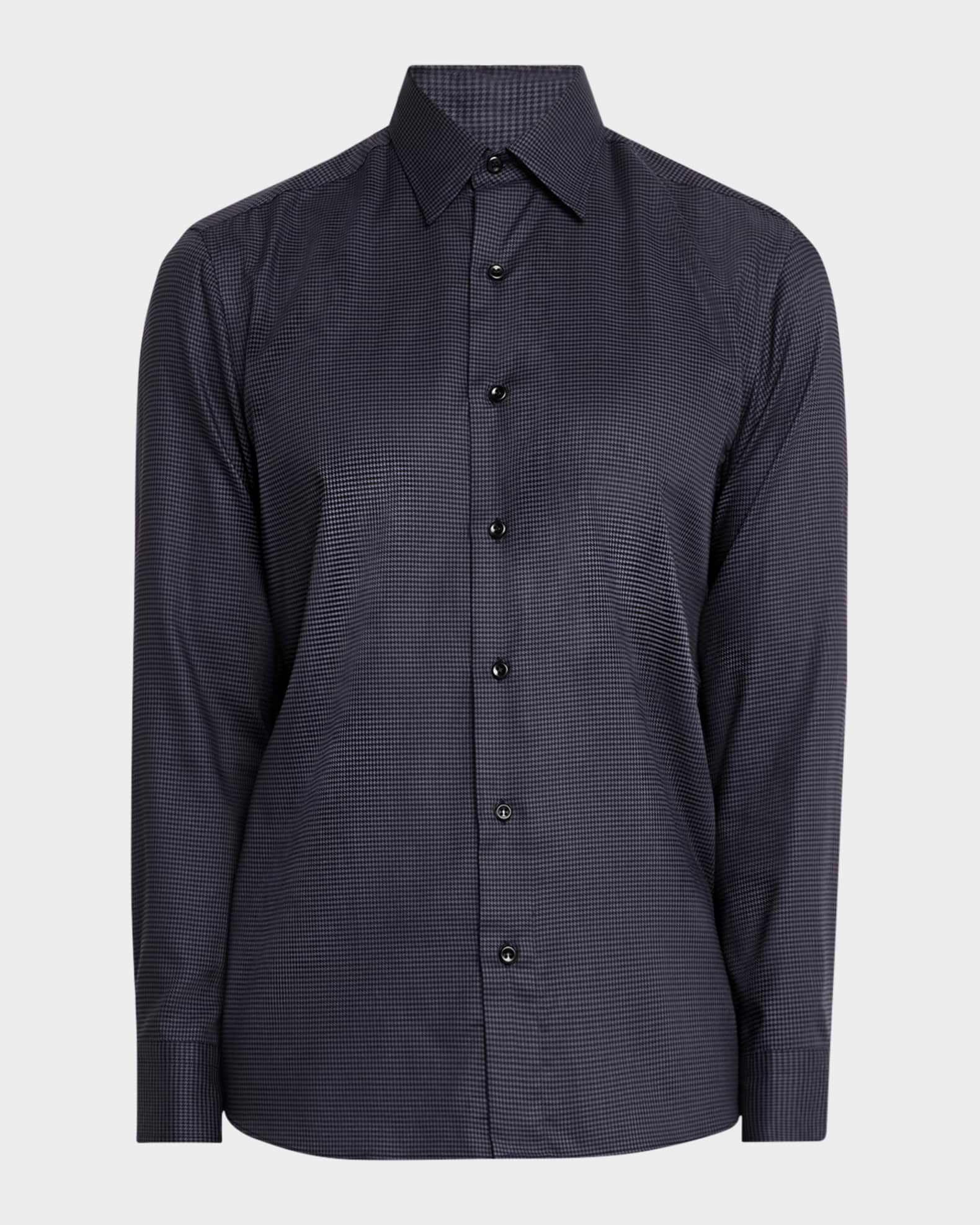 Men's Cotton Houndstooth Sport Shirt 0