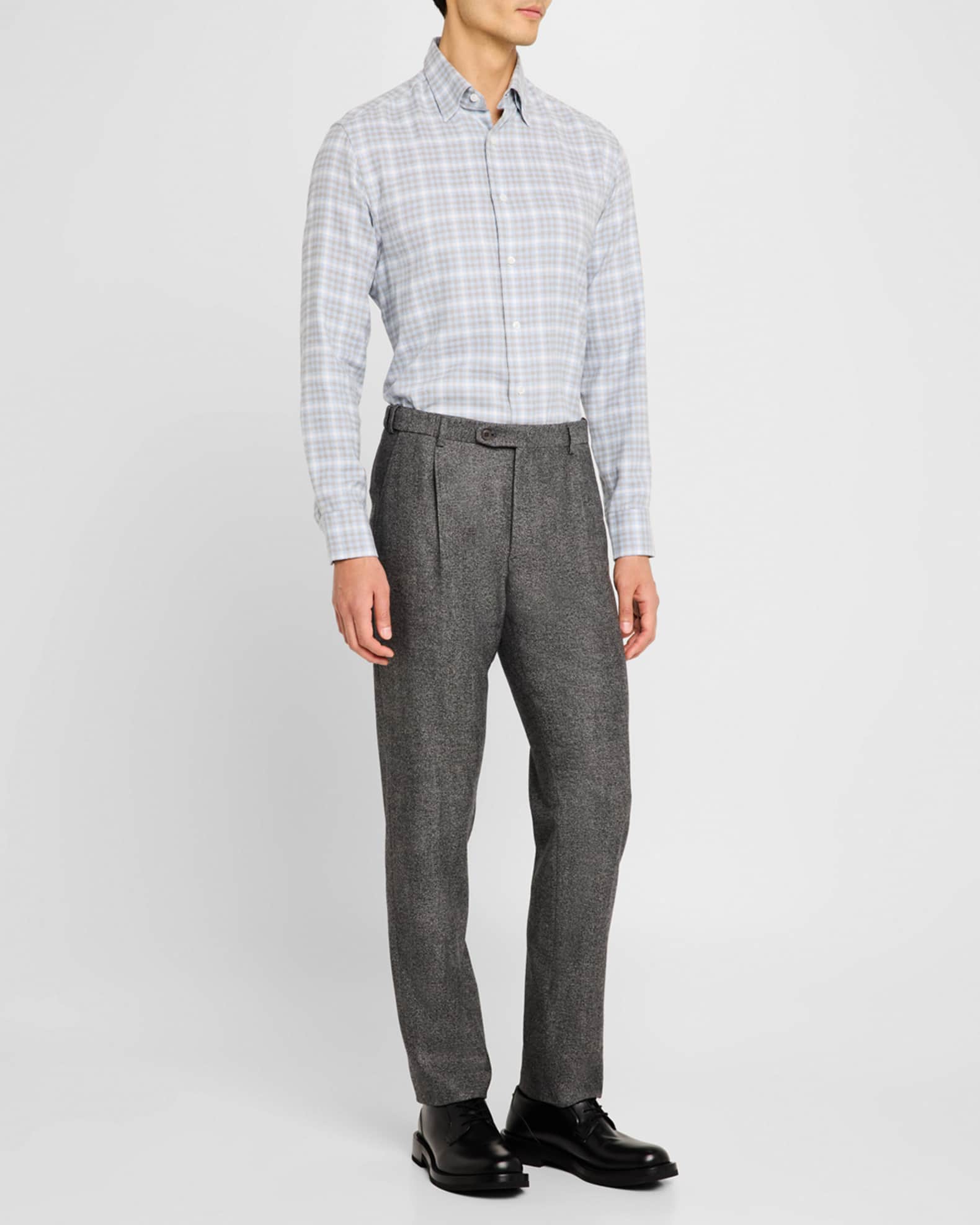 Men's Check Flannel Casual Button-Down Shirt 1