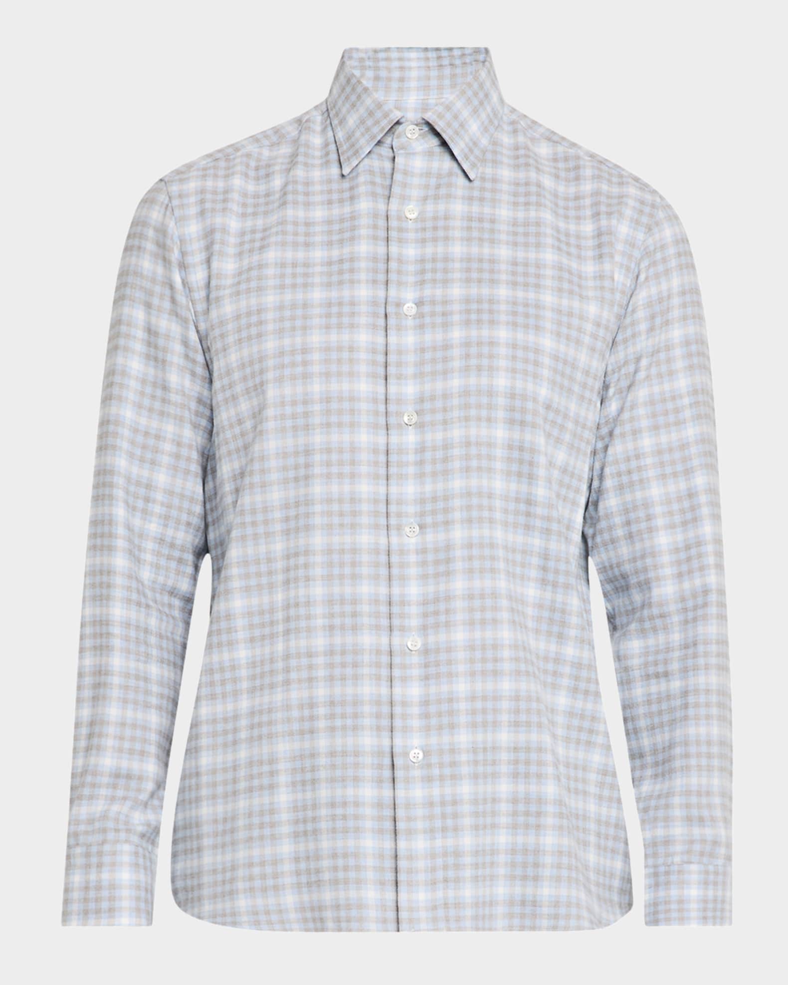 Men's Check Flannel Casual Button-Down Shirt 0