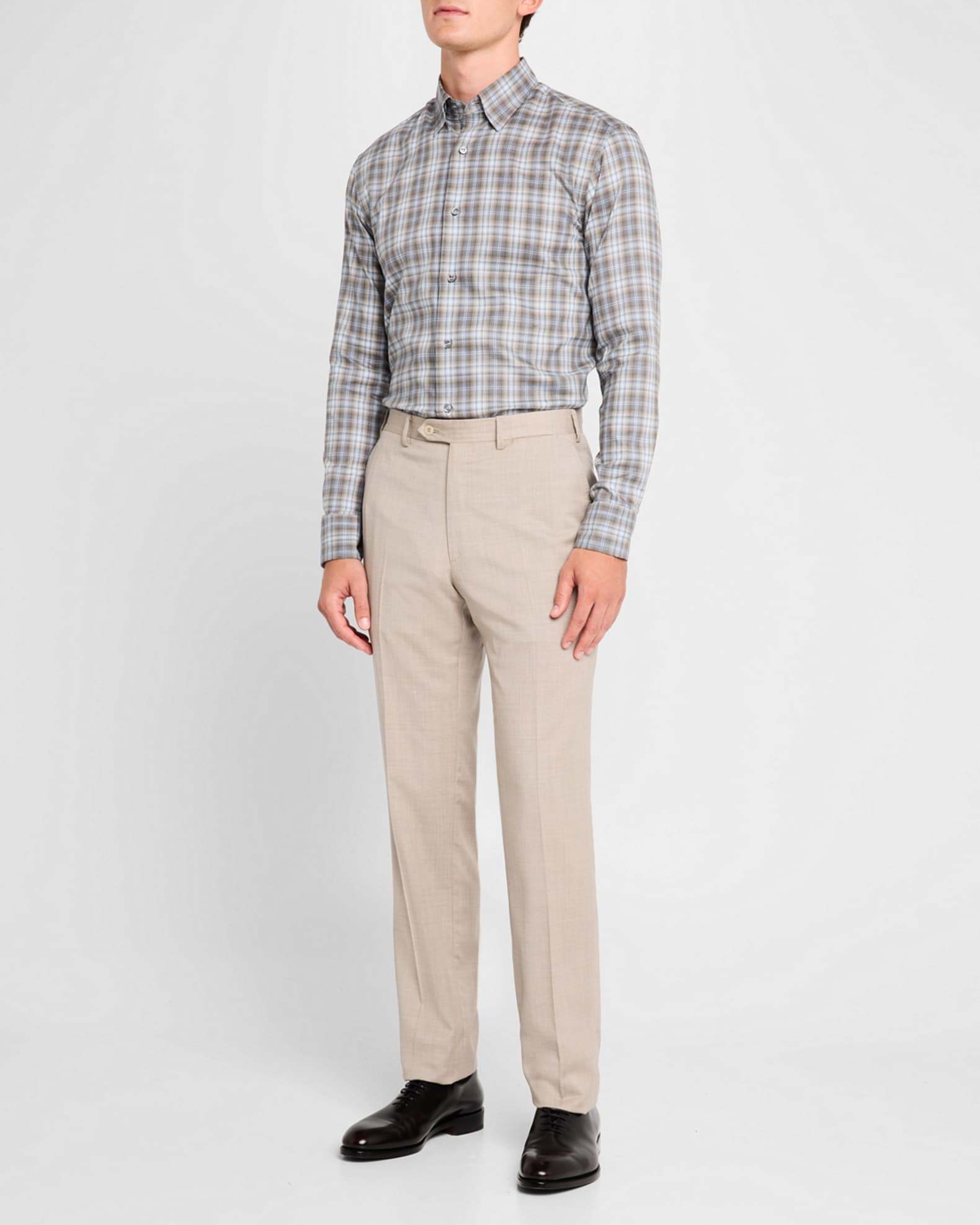Men's Cotton Check Casual Button-Down Shirt 1