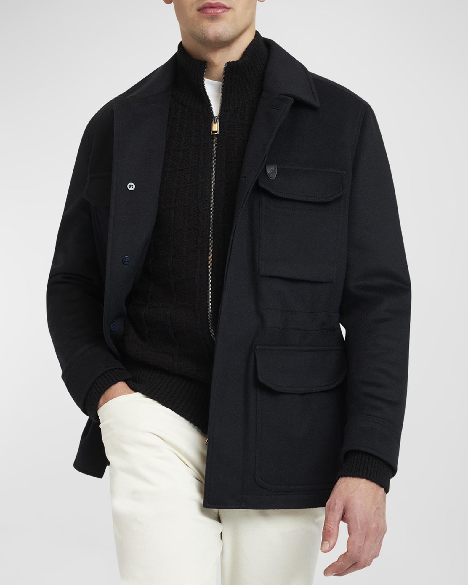 Brioni Men's Sahariana Wool-Cashmere Utility Jacket | Neiman Marcus