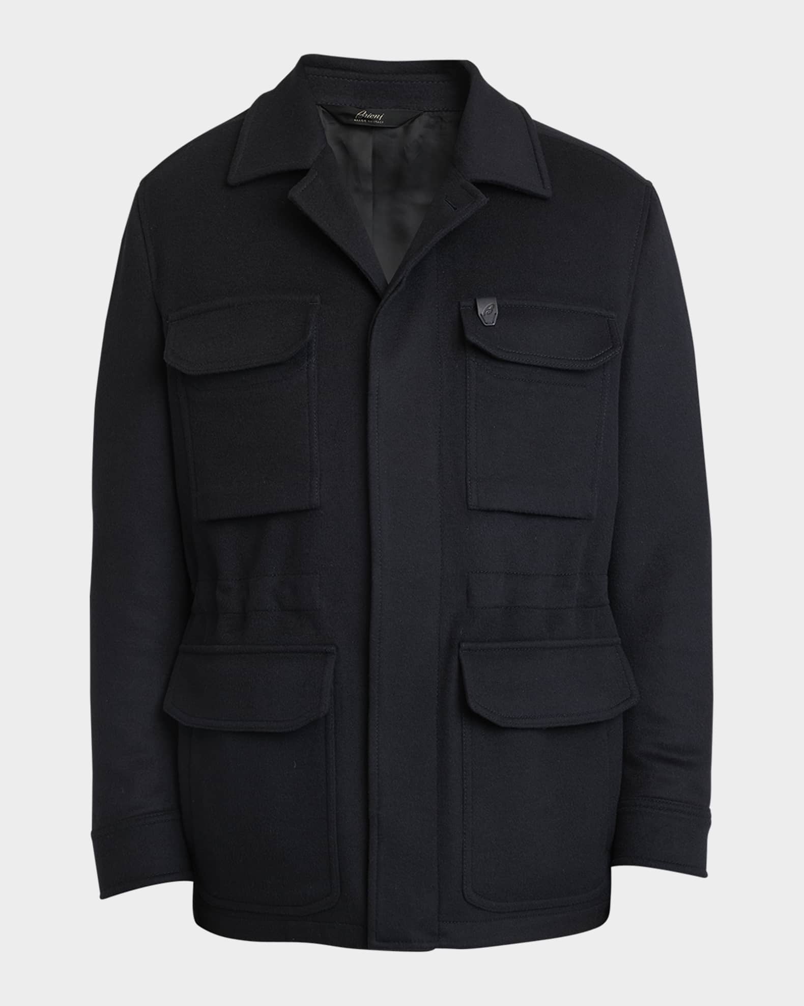 Brioni Men s Sahariana Wool Cashmere Utility Jacket Navy