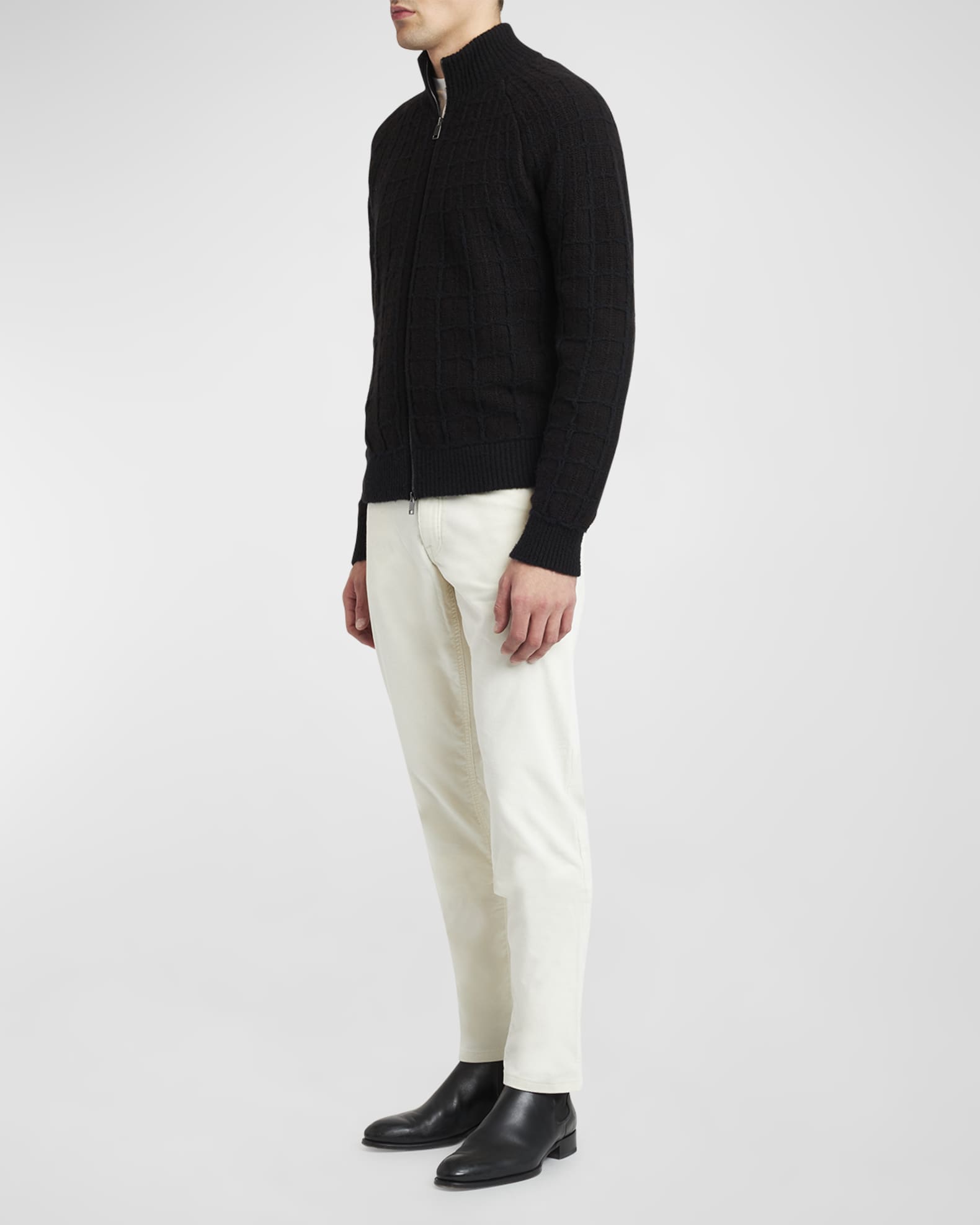 Men's Cashmere Jacquard Full-Zip Sweater 1