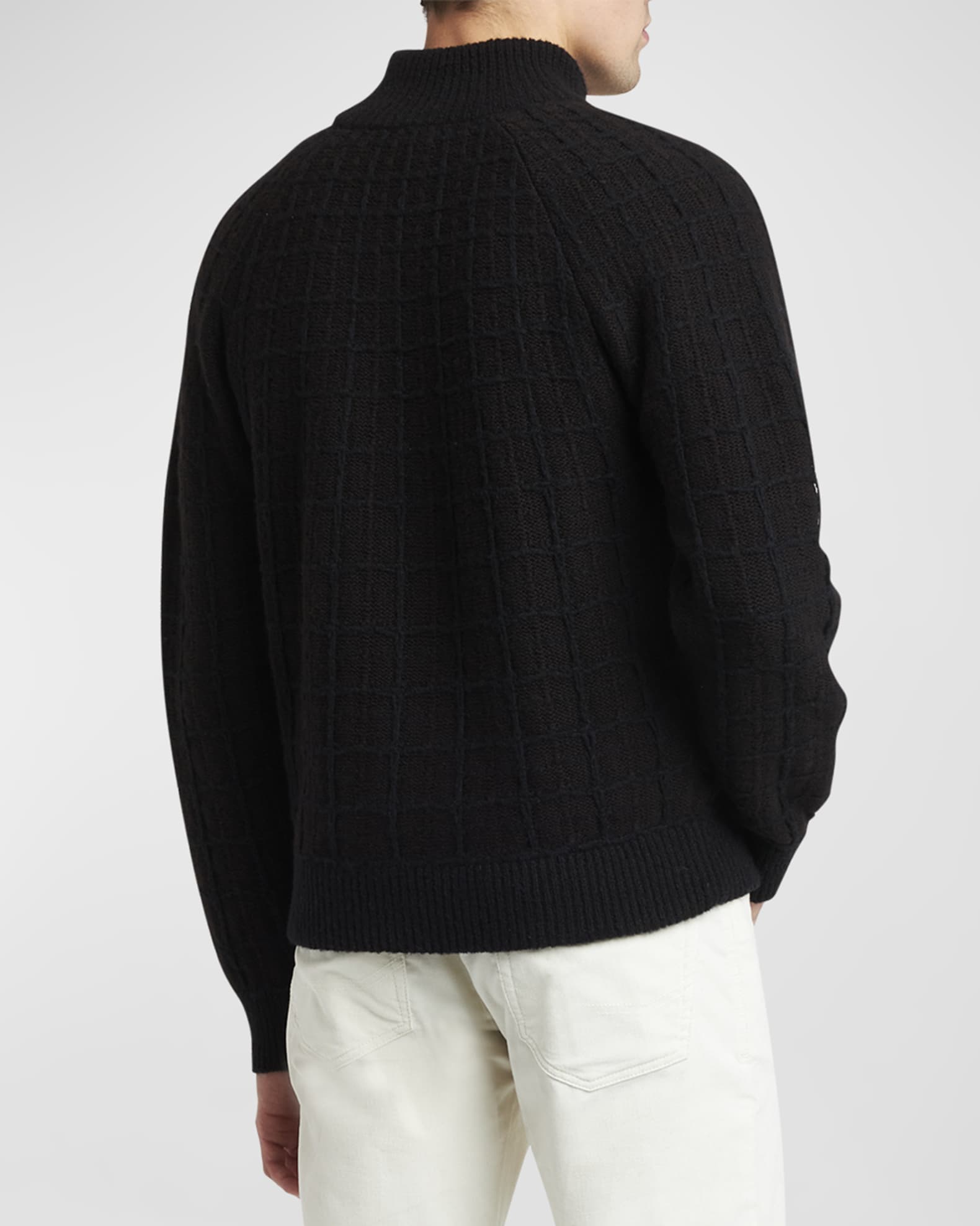 Brioni Men's Cashmere Jacquard Full-Zip Sweater | Neiman Marcus