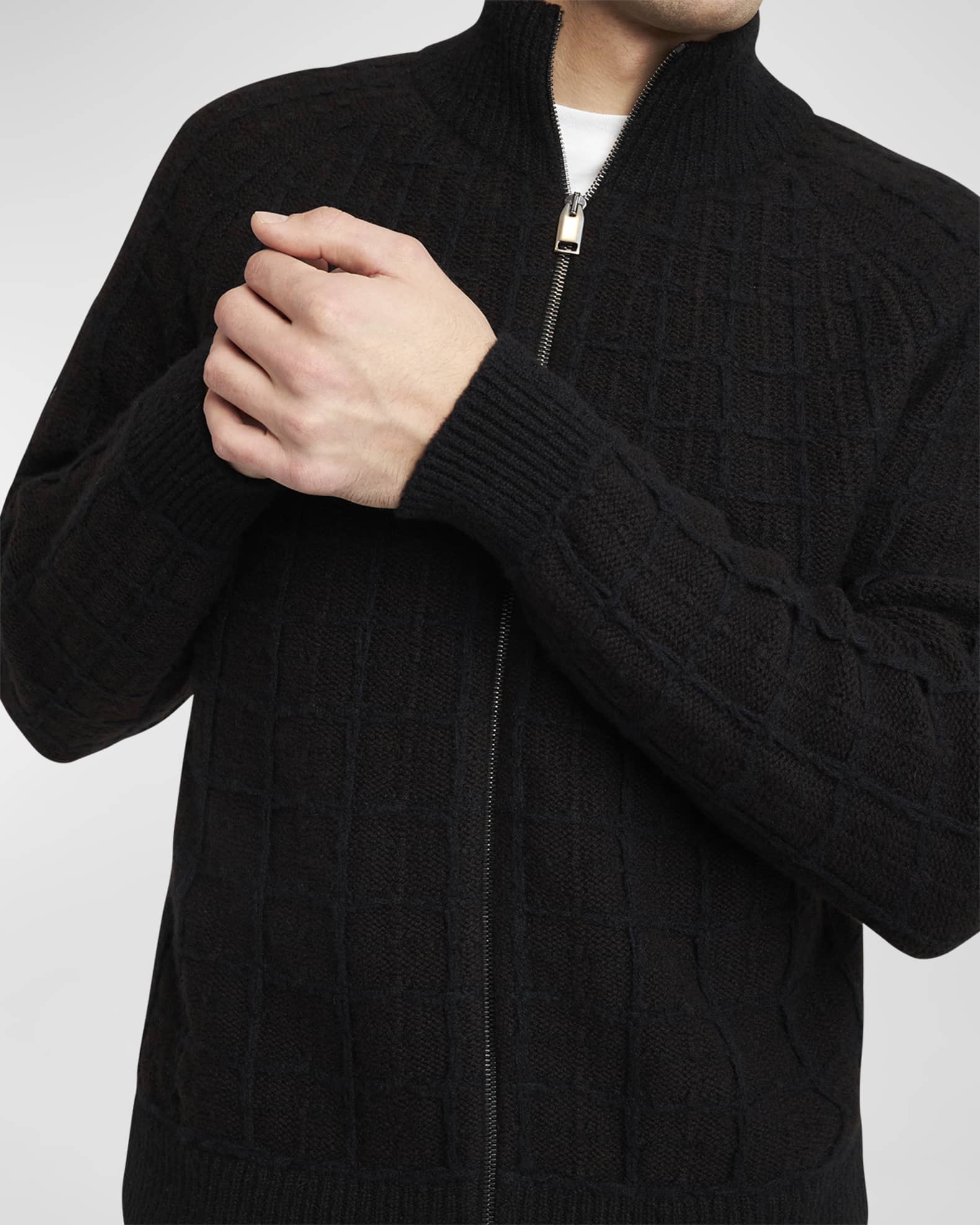 Brioni Men's Cashmere Jacquard Full-Zip Sweater | Neiman Marcus